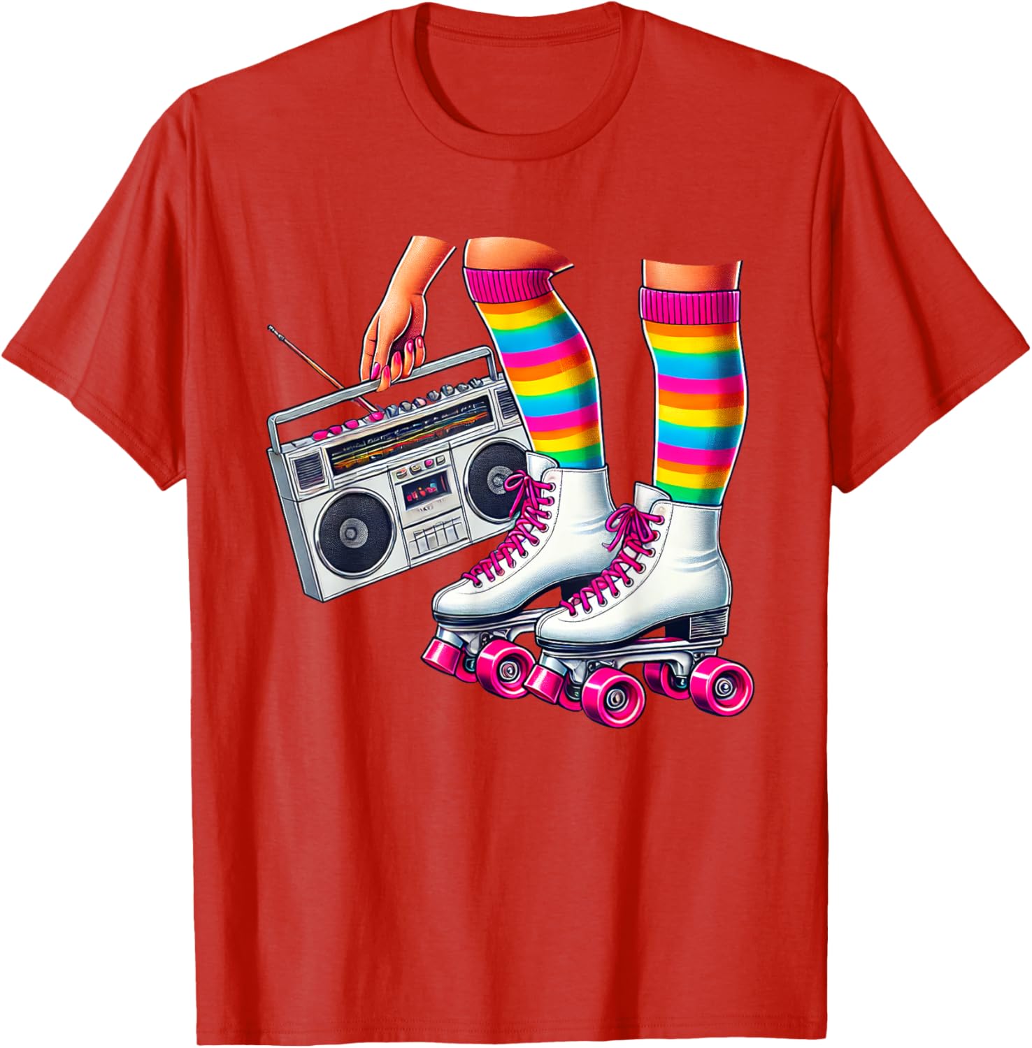 Funny 80s Roller Disco Skating Girl T-Shirt for Retro Fans - 18