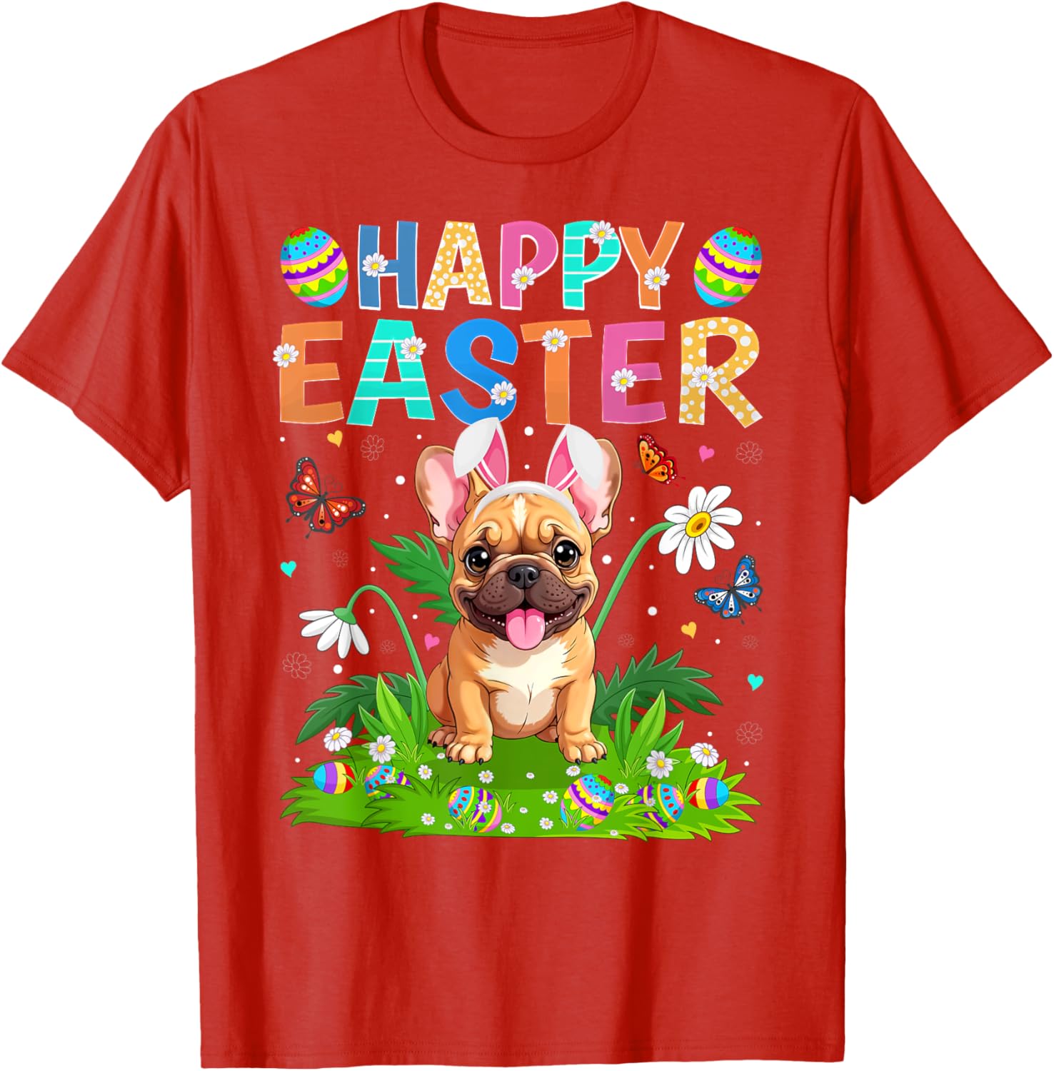 Happy Easter French Bulldog Bunny Ear Egg Hunt T-Shirt for Pet Lovers - 18