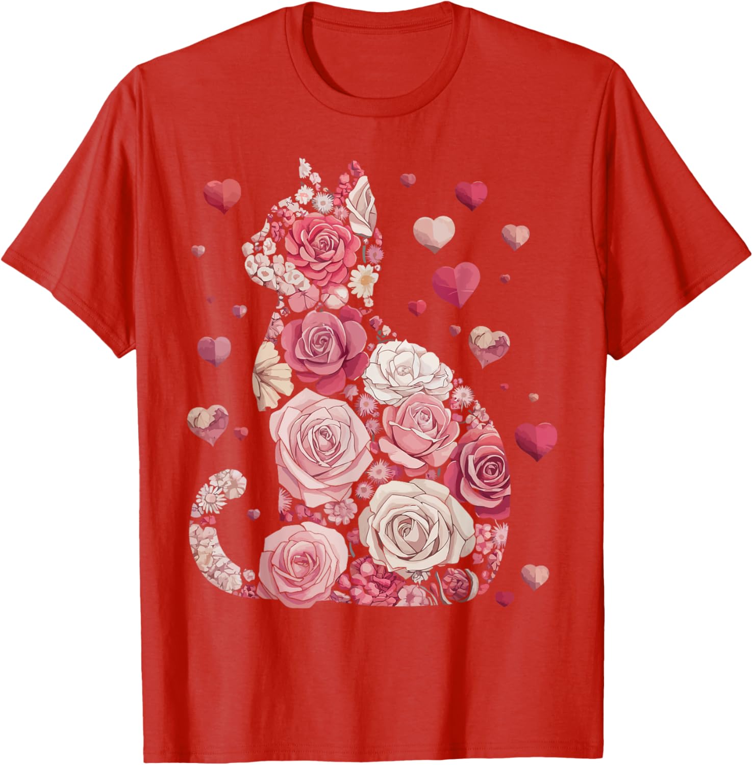 Cute Happy Meowentine's Day Cat T-Shirt for Girls and Women - 4