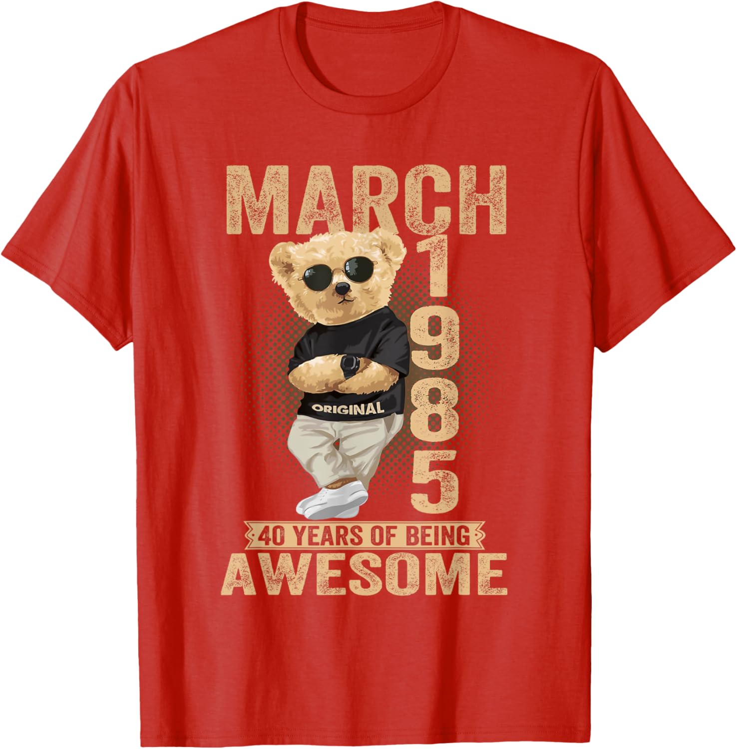 Awesome Teddy Bear T-Shirt for 40th Birthday Celebrations 1985 Design - 12