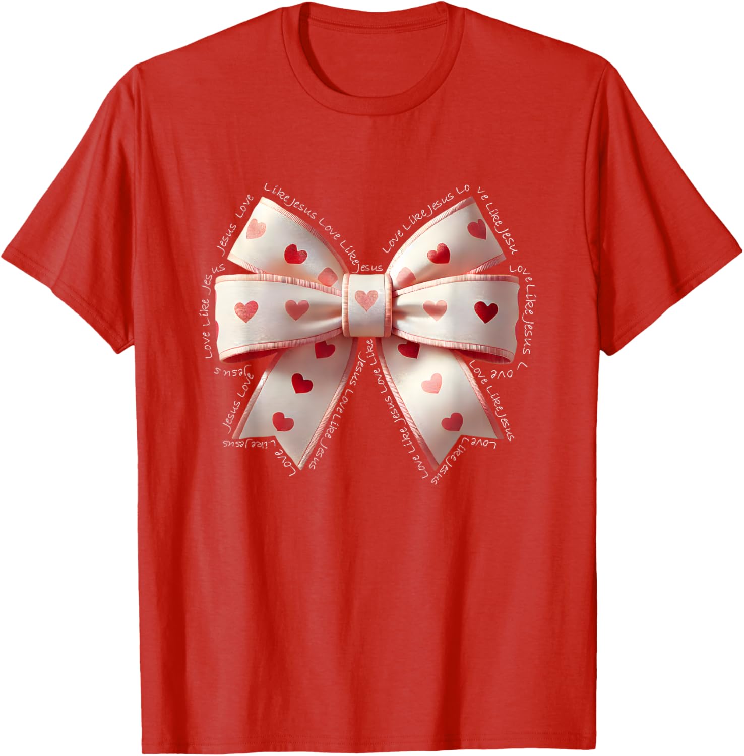Jesus Valentine's Day Coquette Bow Tee Love Like Jesus T-Shirt for Kids - 6