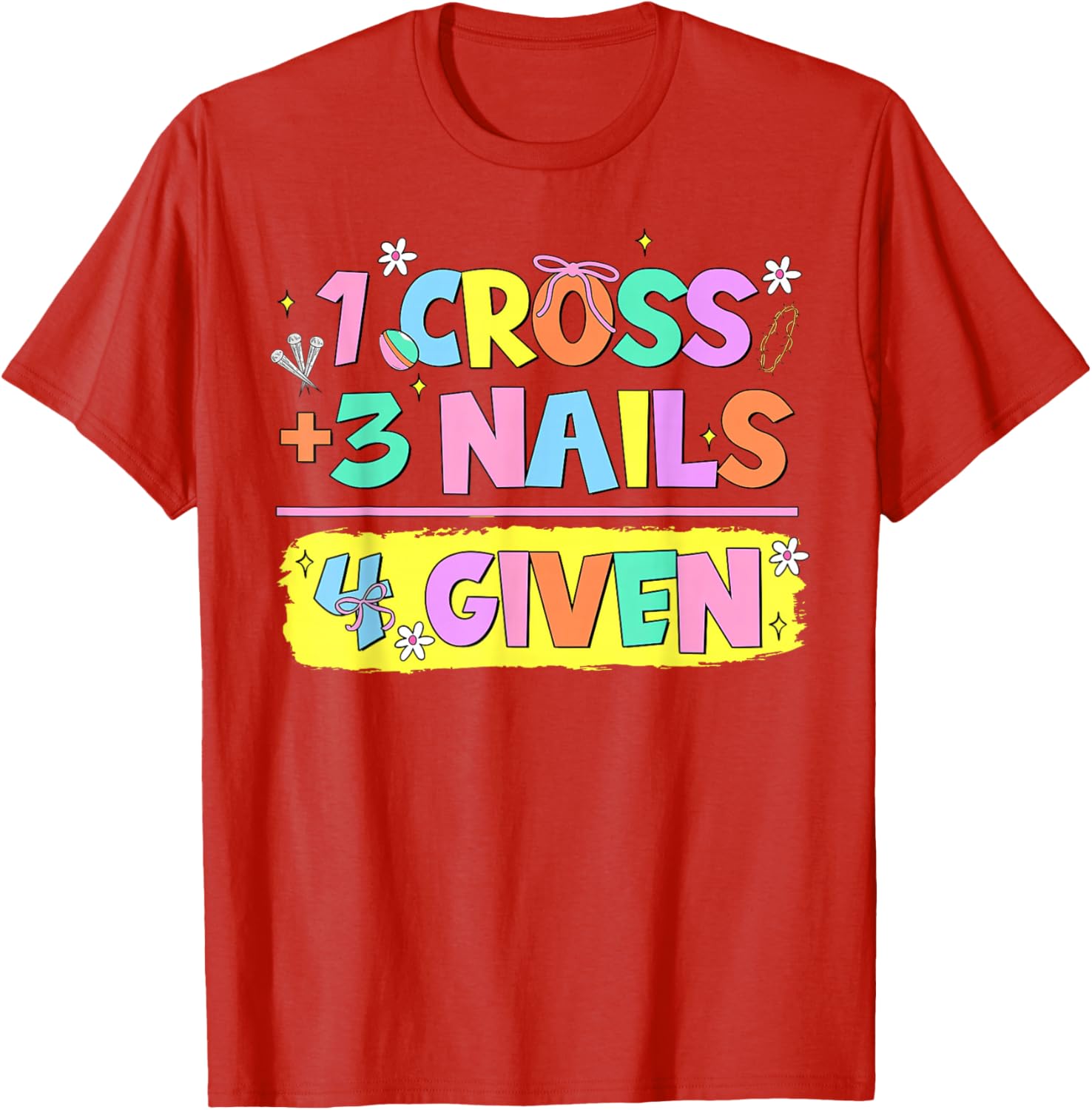 Happy Easter Christian T-Shirt with Cross and Nails Design for Believers - 28