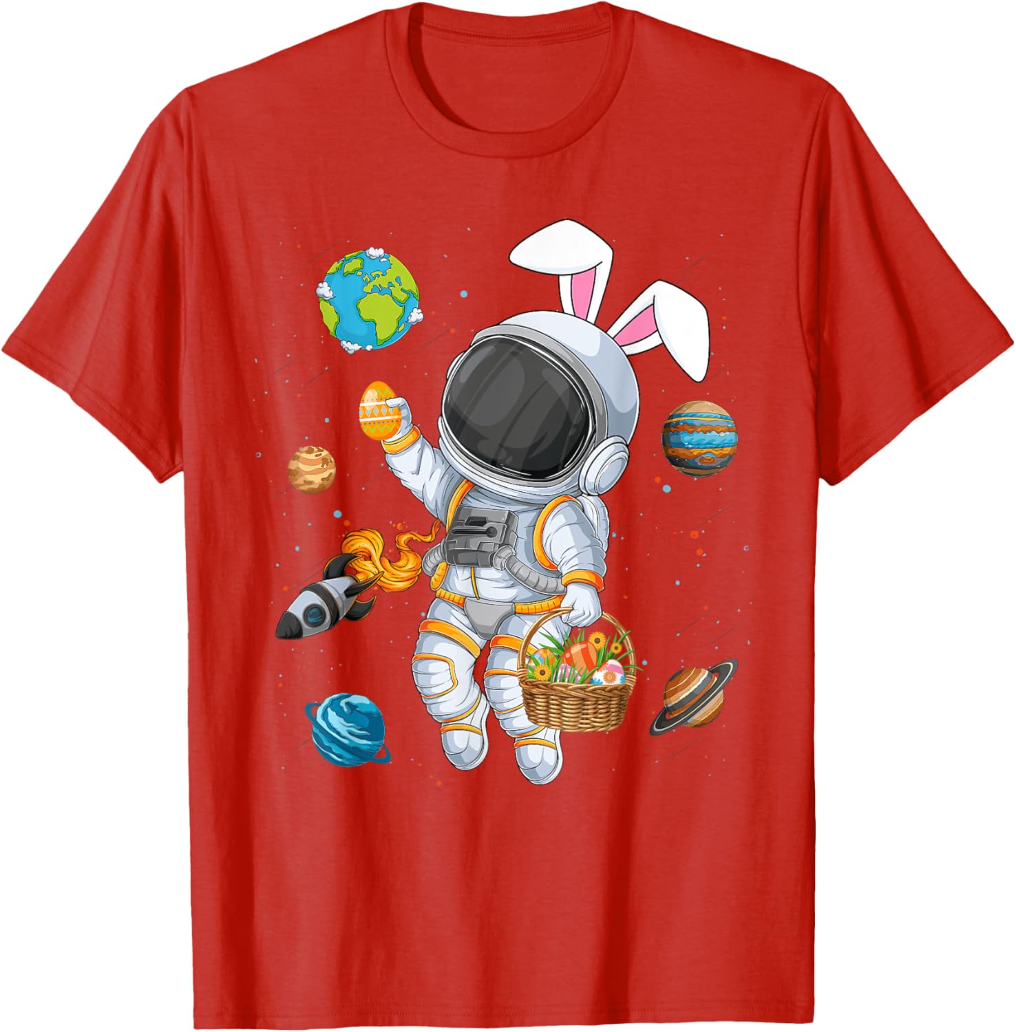 Funny Astronaut Bunny Ears Easter T-Shirt for Boys and Kids - 2