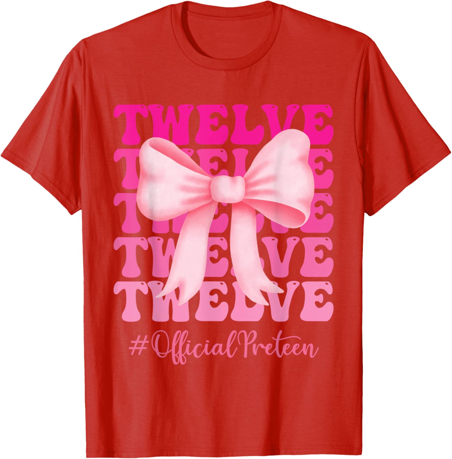 Birthday Girl Pink Coquette Bow T-Shirt for Stylish 12 Year Olds - 1