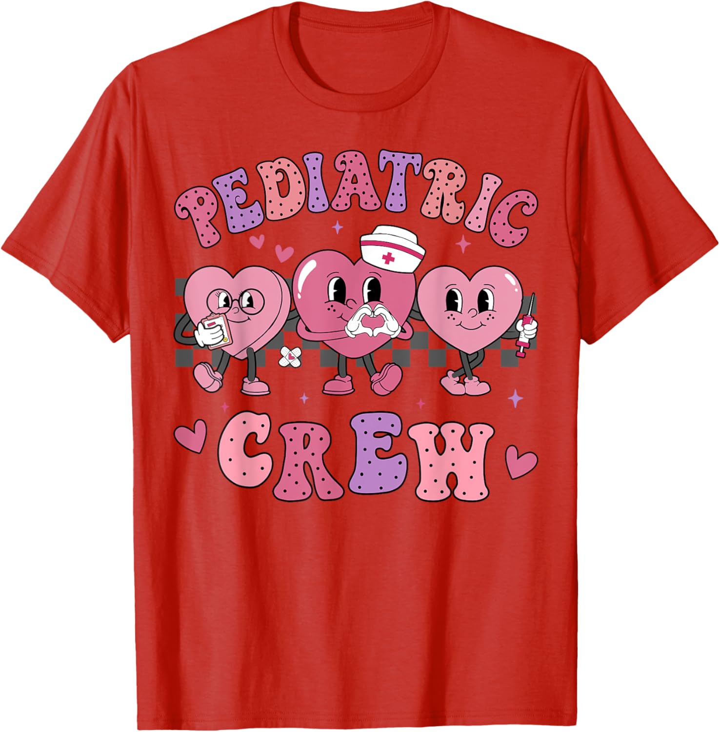 Pediatric Nurse Valentine's Day T-Shirt with Retro Heart Design - 10