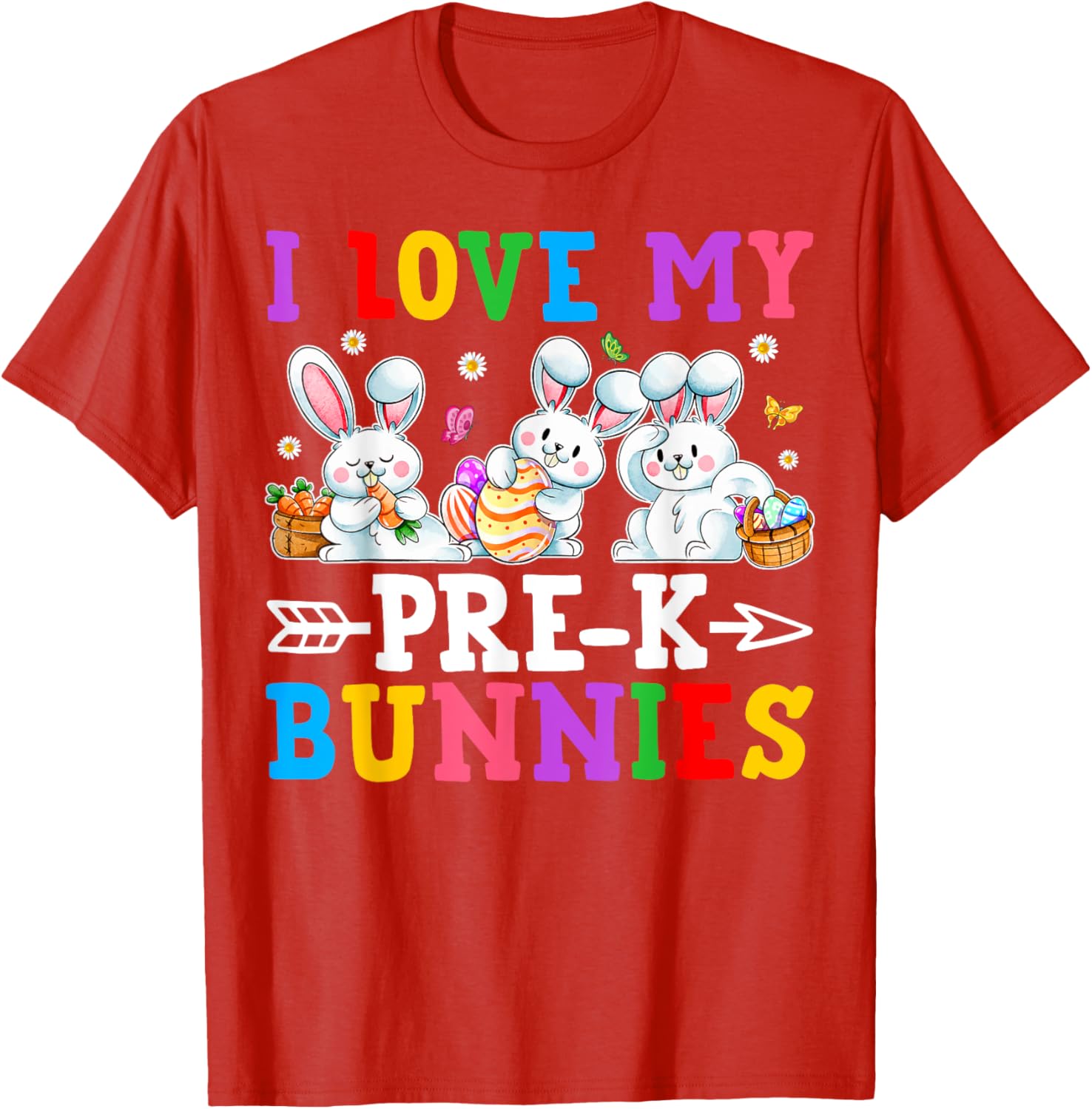 Funny I Love My Pre-K Bunnies T-Shirt for Preschool Teachers Easter Fun - 26