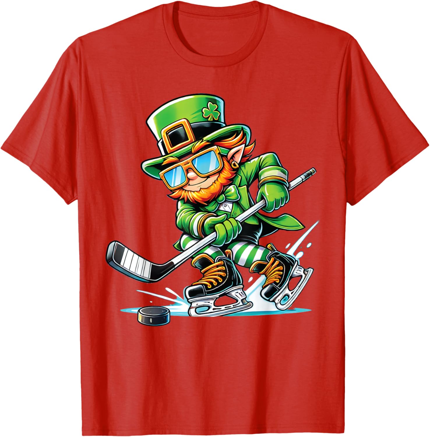 Leprechaun Ice Hockey T-Shirt Perfect for St Patrick's Day Fun - 7