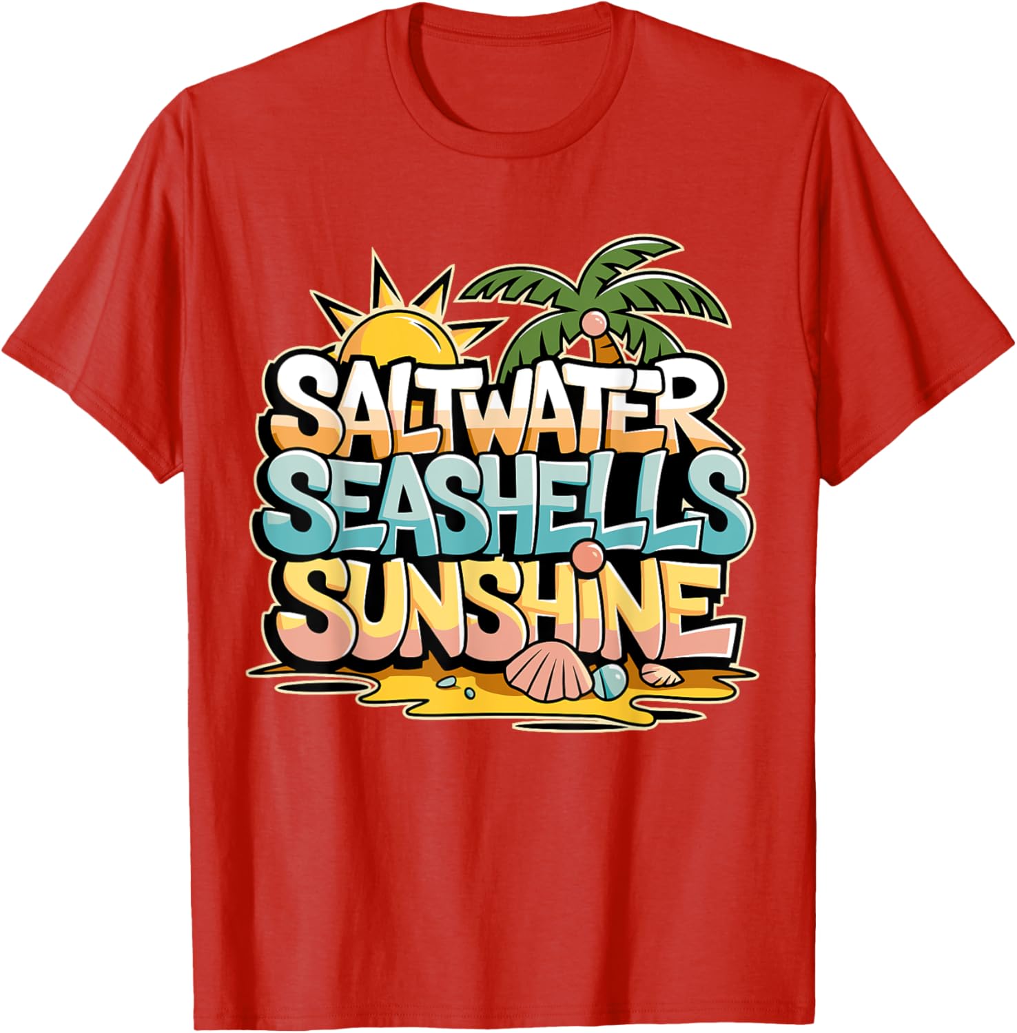 Funny Beach T-Shirt with Saltwater Seashells for Cruise Gifts - 19
