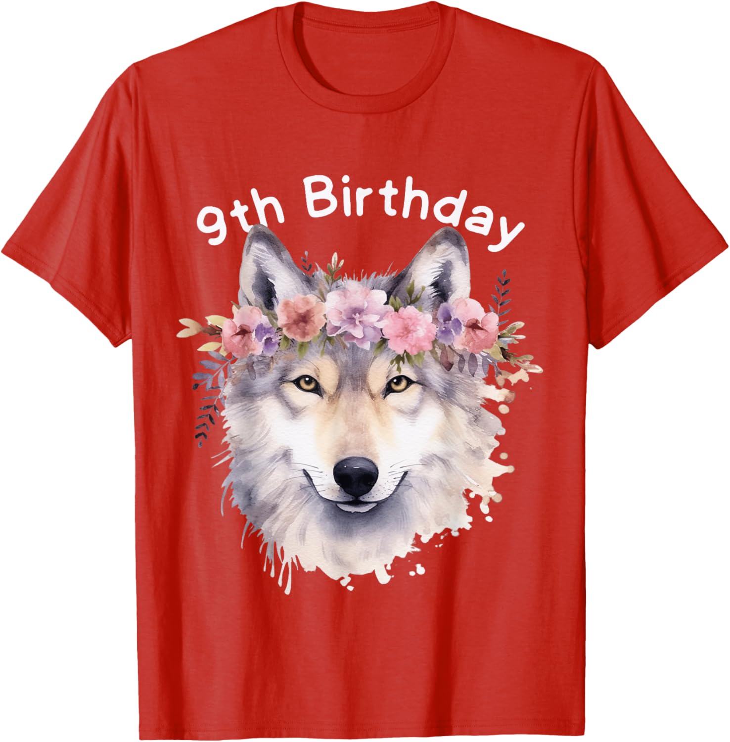 9th Birthday Wolf Pack T-Shirt for Girls - Cute Wolves Party Tee - 26