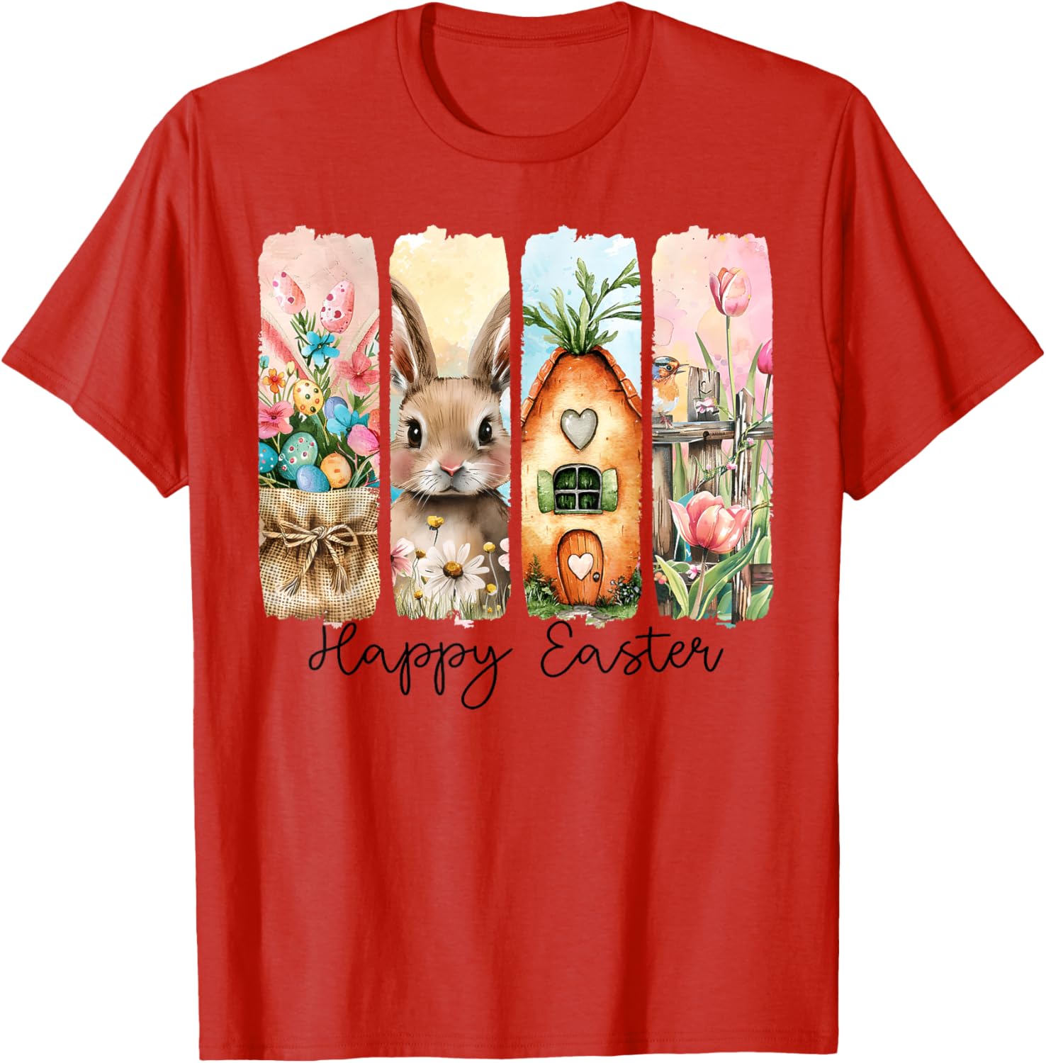 Retro Bunny Easter T-Shirt with Floral Eggs for Spring Celebrations - 21