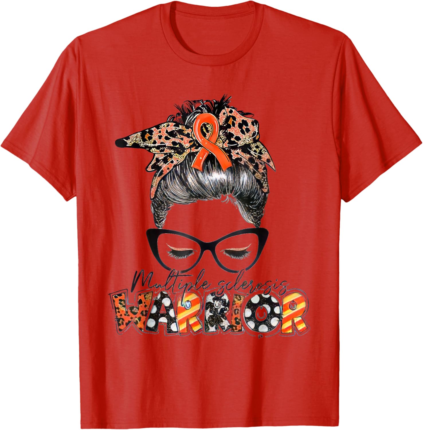 Multiple Sclerosis Warrior Messy Bun T-Shirt - MS Awareness Apparel - 6