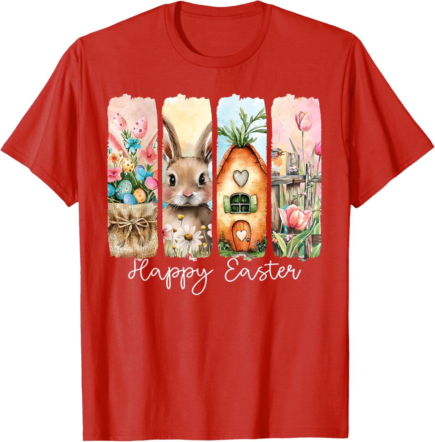 Happy Easter Bunny Chick Eggs Floral T-Shirt for Cute Spring Style - 5