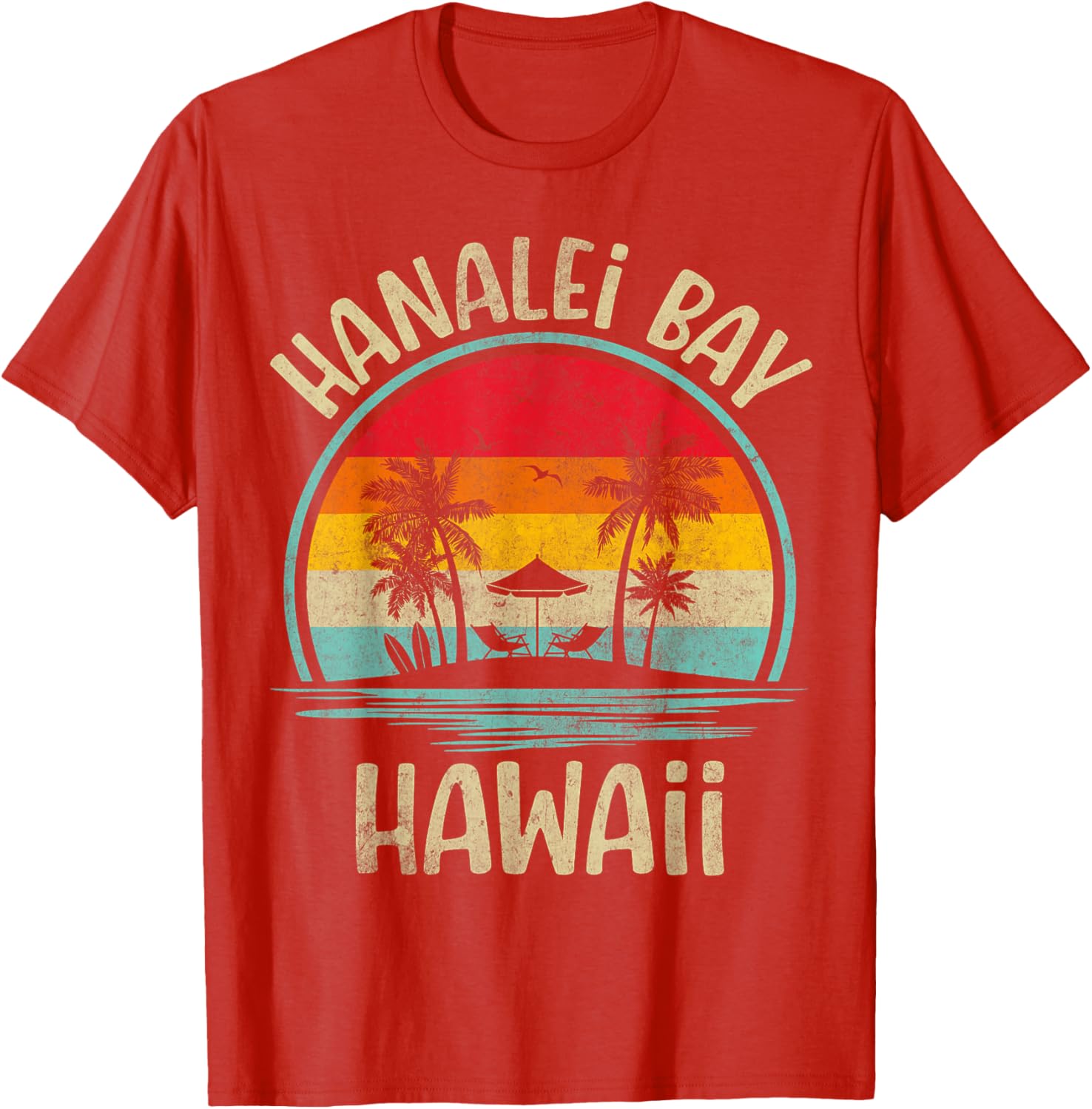 Hanalei Bay Beach Hawaii Palm Tree Family Summer Vacation T-Shirt - 2