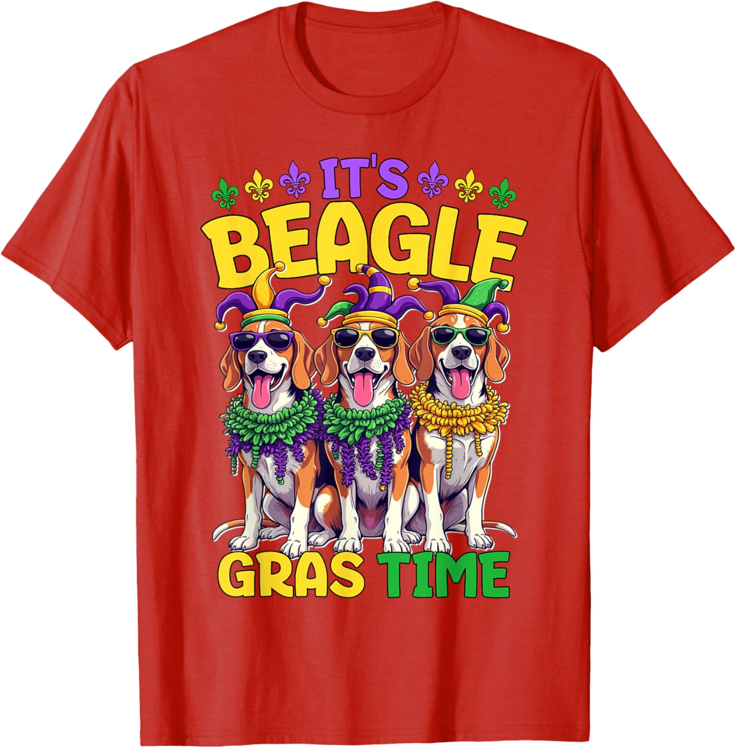 Mardi Gras Beagle Time T-Shirt for Fun Celebrations and Festivities - 24