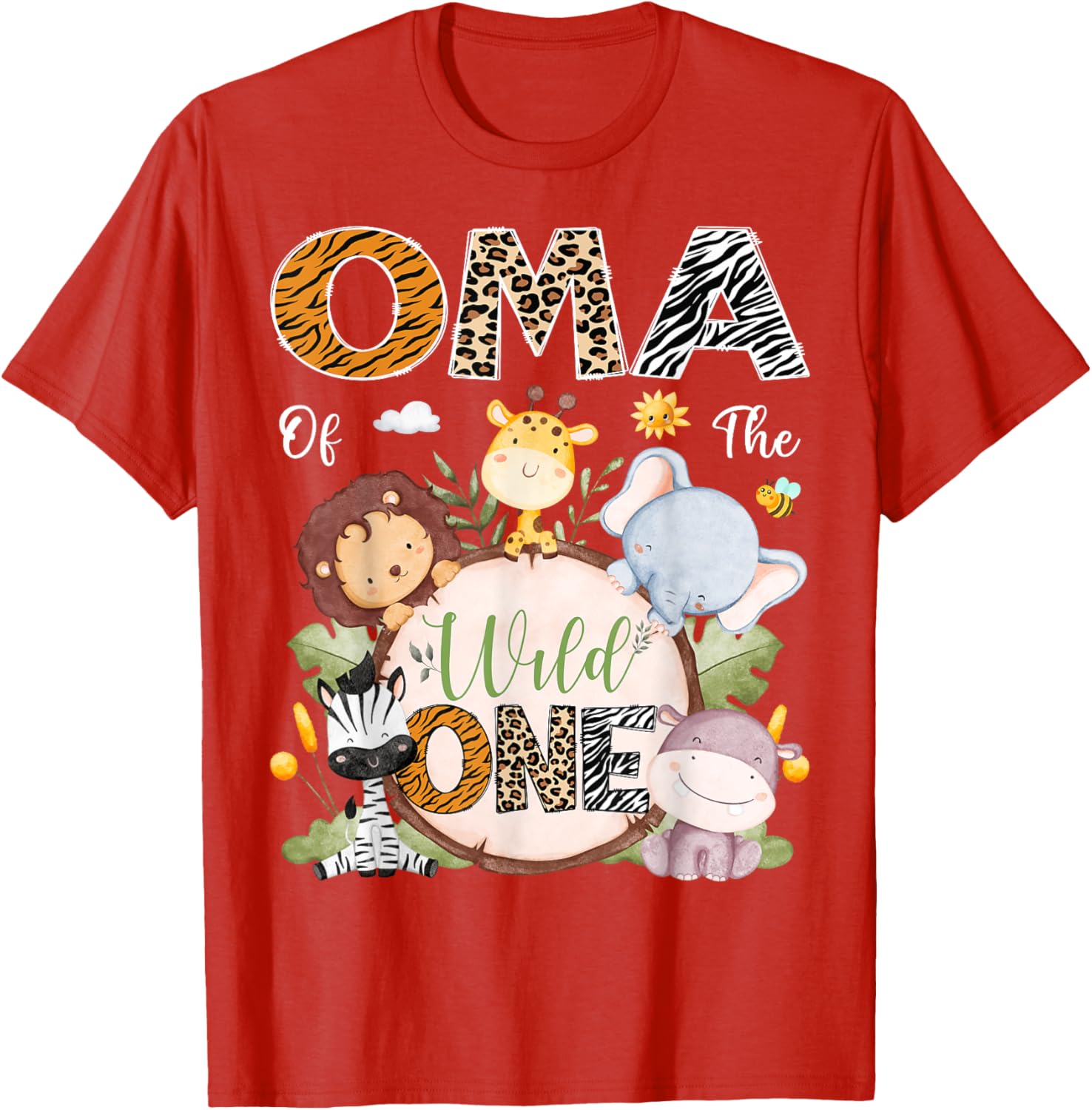Oma Of The Wild One First Birthday Safari Jungle Animals T-Shirt - 10