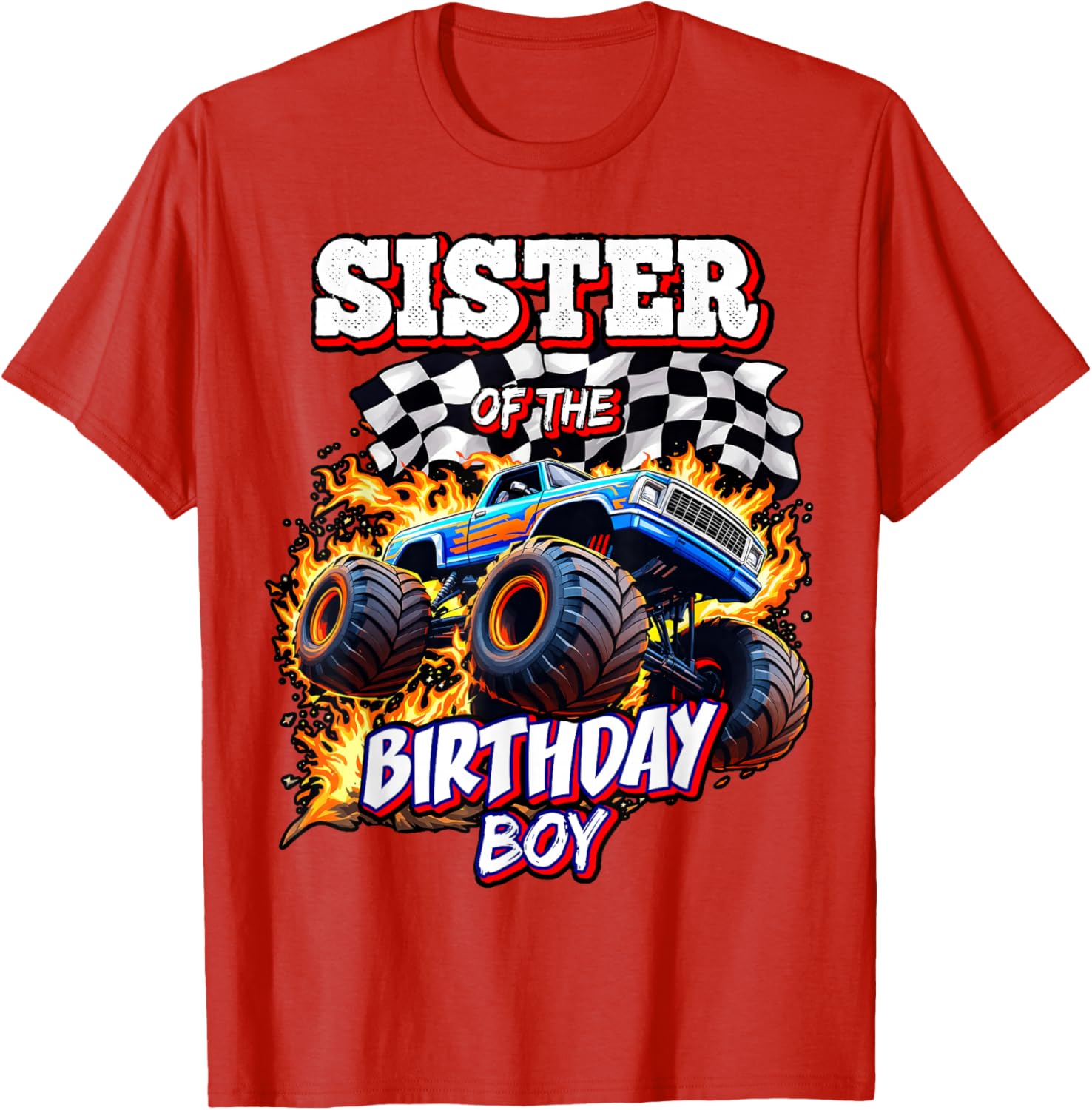 Sister of the Birthday Boy Monster Truck T-Shirt for Fun Celebrations - 15