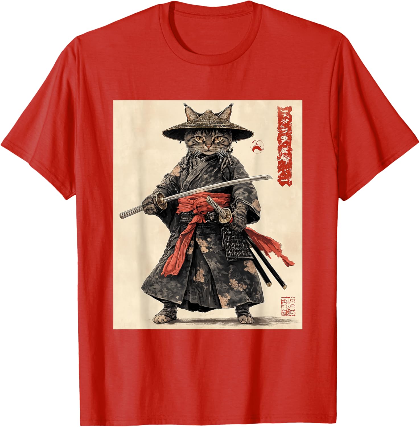 Samurai Cat T-Shirt - Japanese Warrior Graphic Tee for Cat Lovers - 27