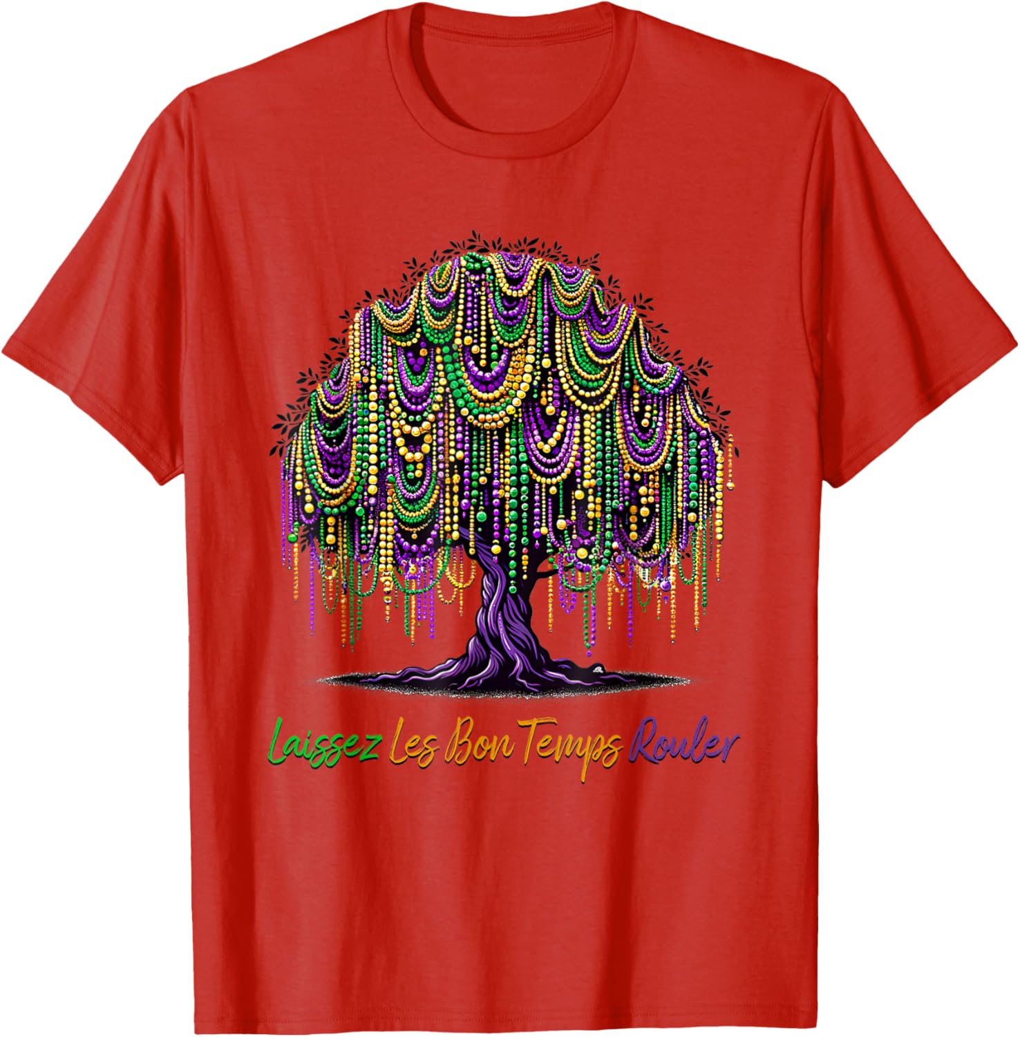 Laissez Les Bon Temps Rouler Mardi Gras Tree Beads T-Shirt for Festive Fun - 28