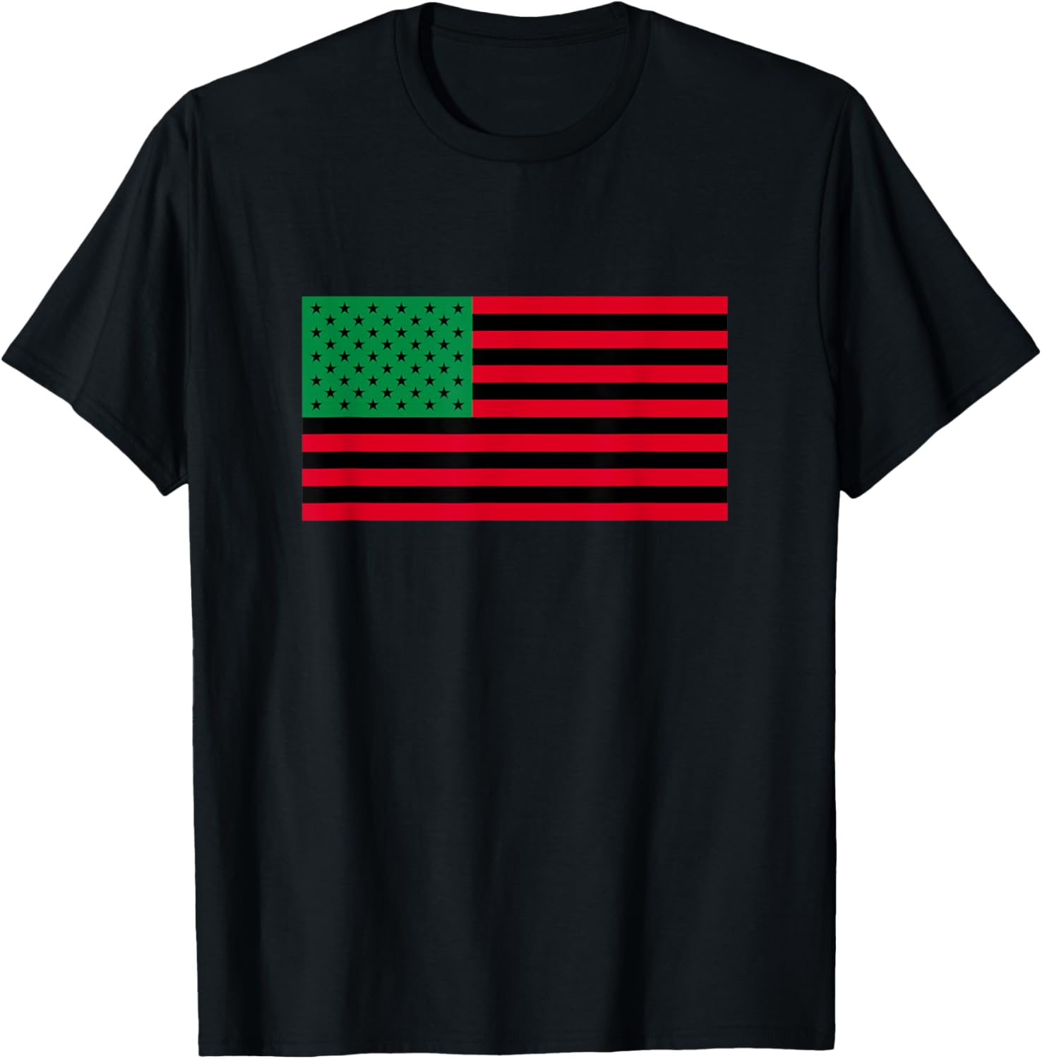 Stylish Black American Flag T-Shirt with Green and Red Accents for All - 2