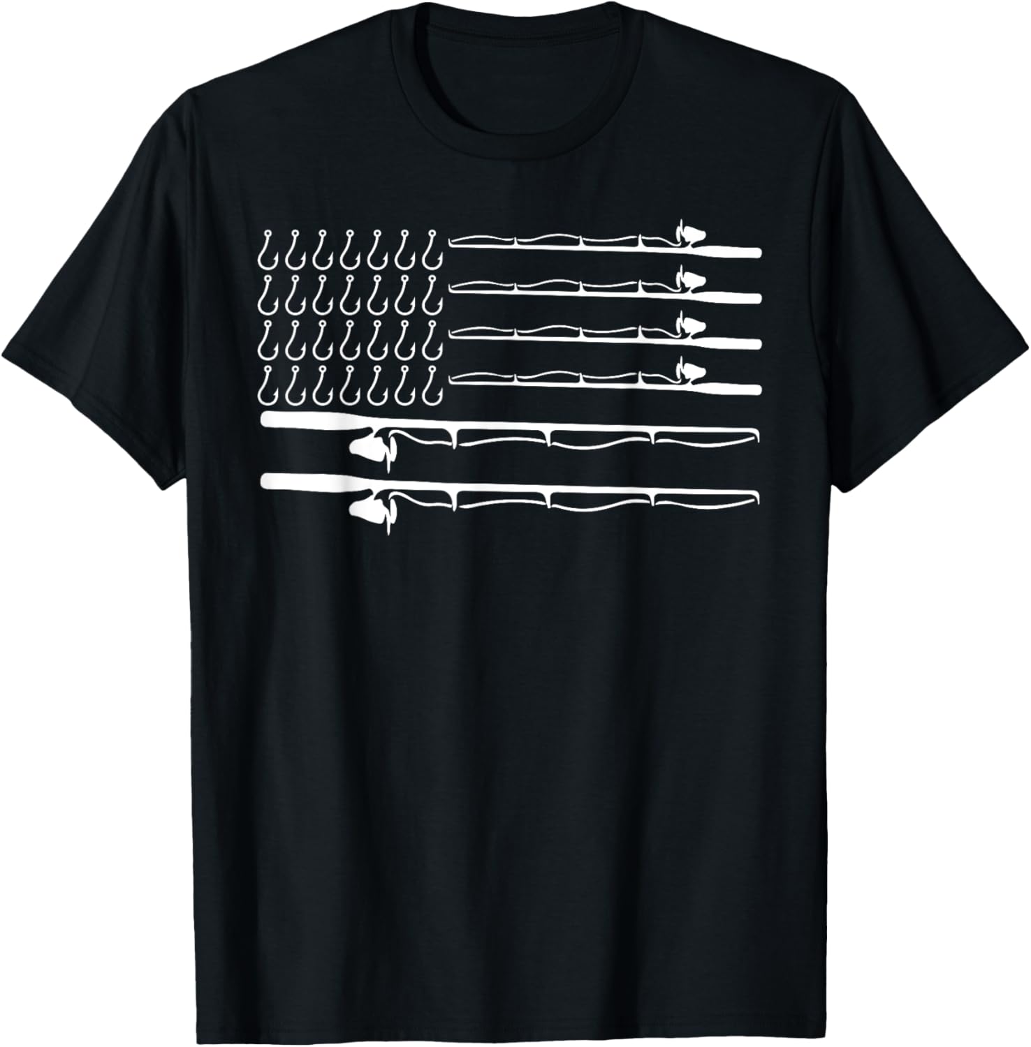 Patriotic Father's Day Fishing Rods USA Flag Graphic T-Shirt for Men - 5
