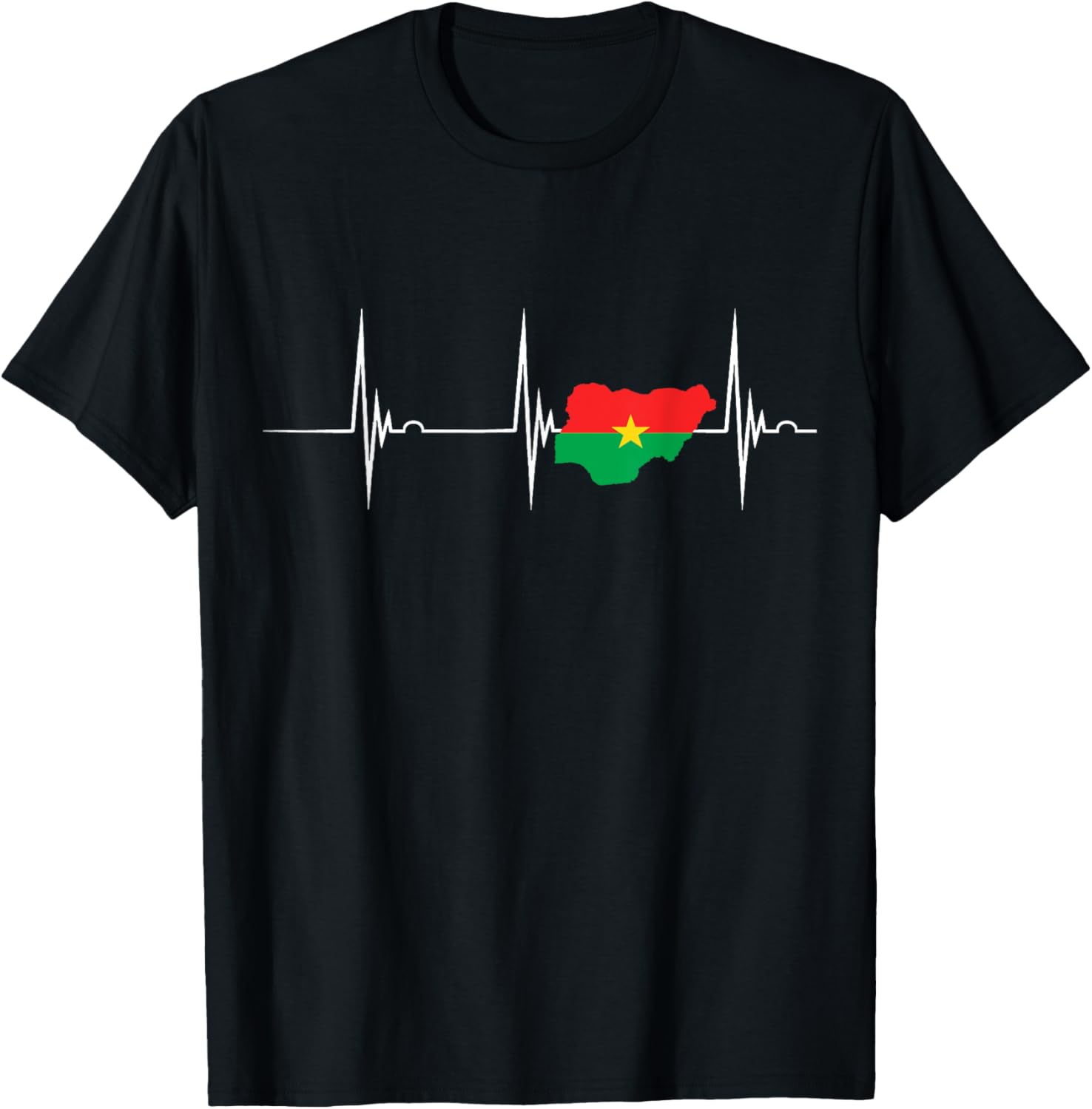 Burkina Faso Heartbeat EKG Pulse Flag T-Shirt for Proud Burkina Fasoans - 3