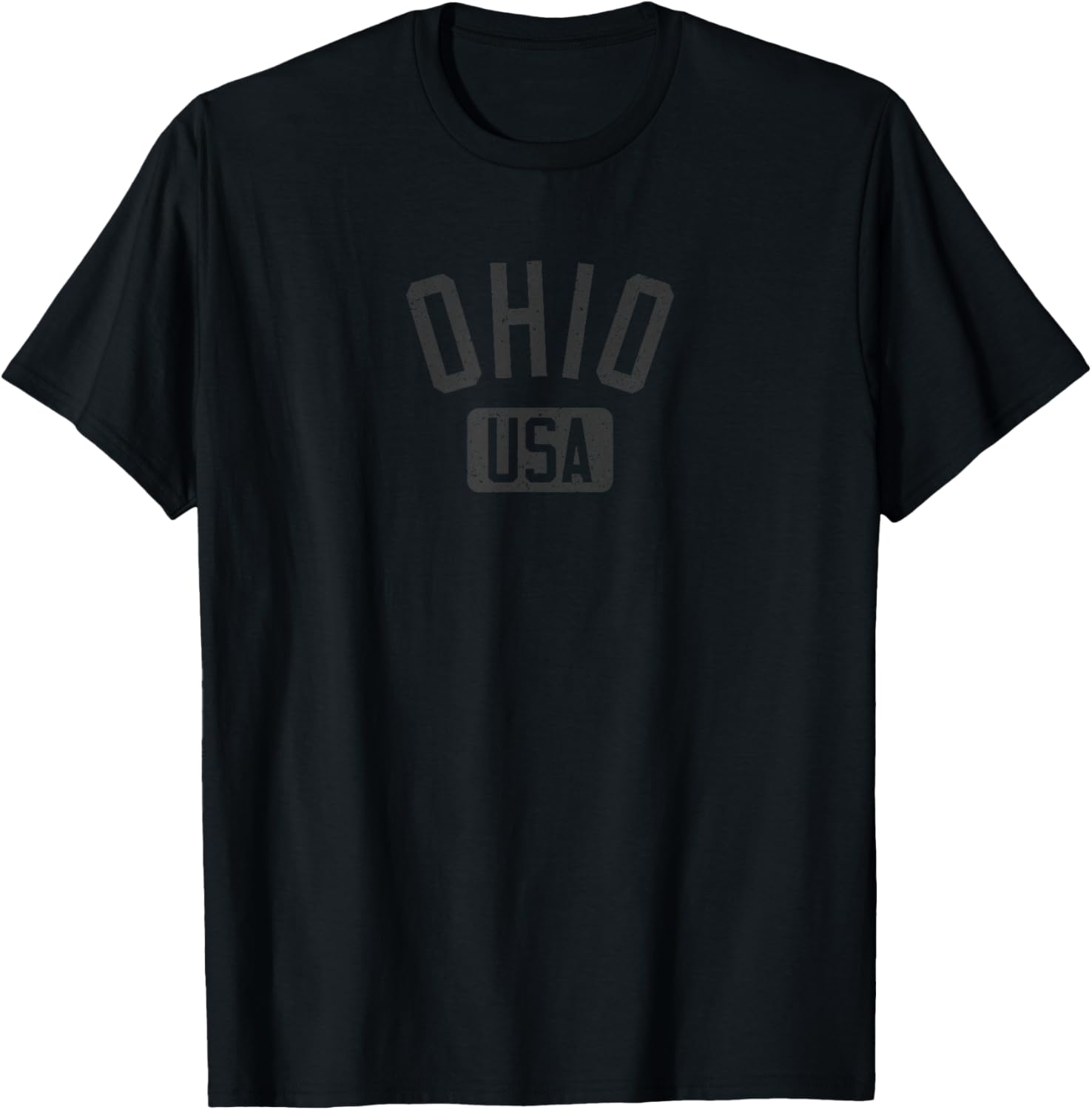 Ohio Arched Text Distressed Black Print T-Shirt for Casual Style Lovers - 28