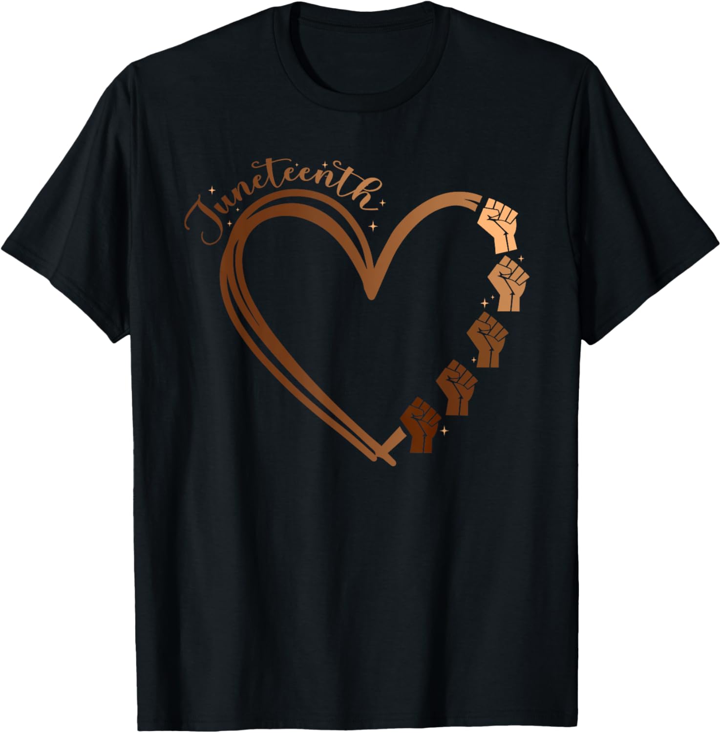 Juneteenth Heart Fist T-Shirt Celebrating Melanin and Black History Month - 8