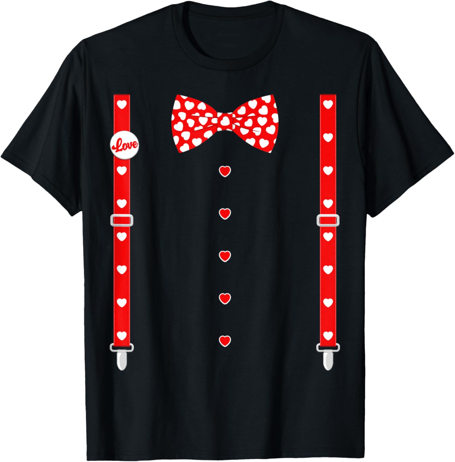 Funny Valentine's Day T-Shirt for Boys with Suspenders and Bow Tie Design - 1