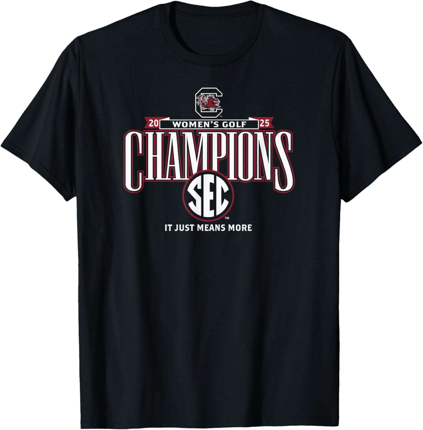 South Carolina Gamecocks Women's Golf SEC Champs 2025 Black T-Shirt - 1