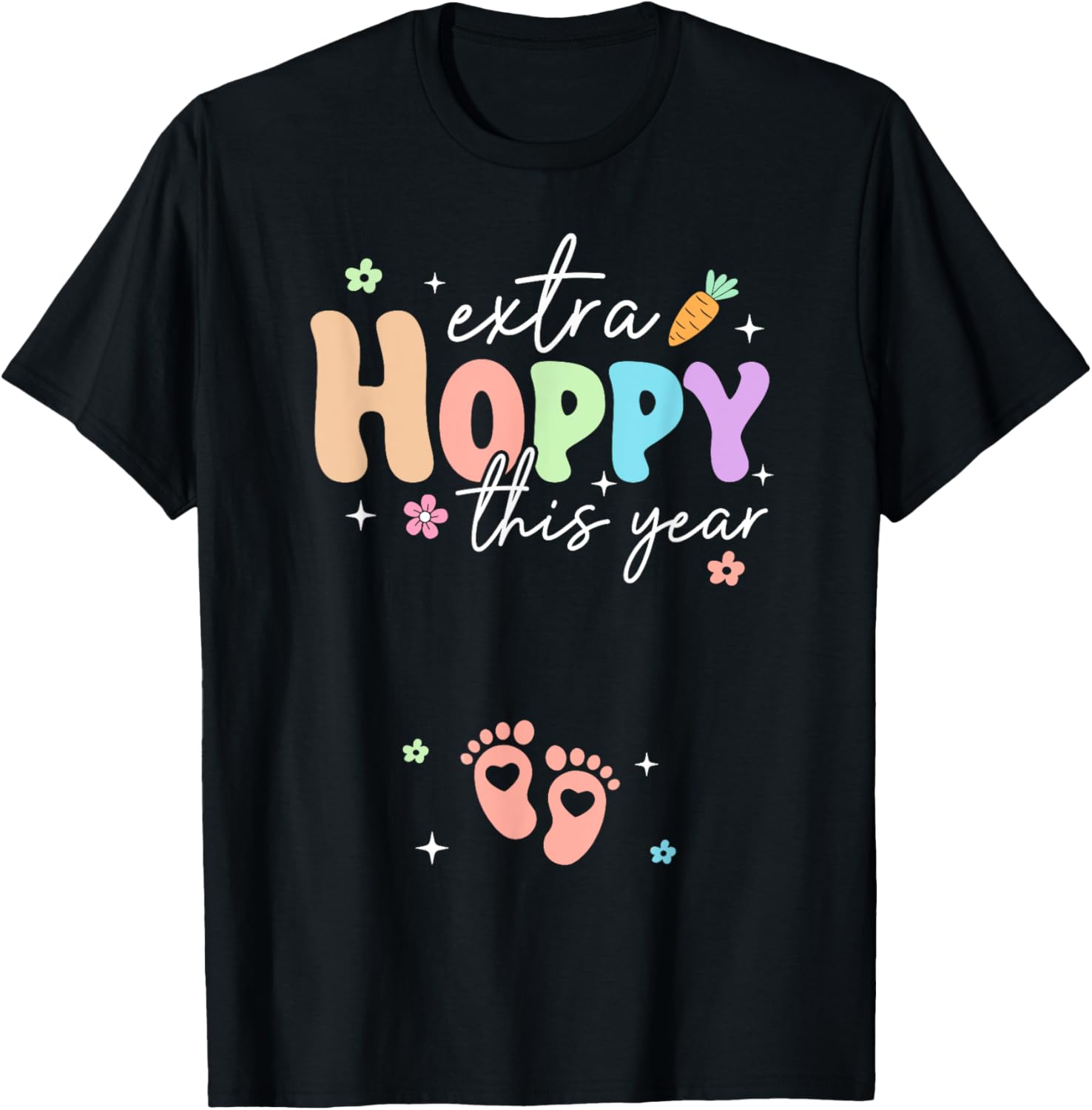 Expecting Baby Footprints Easter Day Gender Reveal T-Shirt for Moms - 1