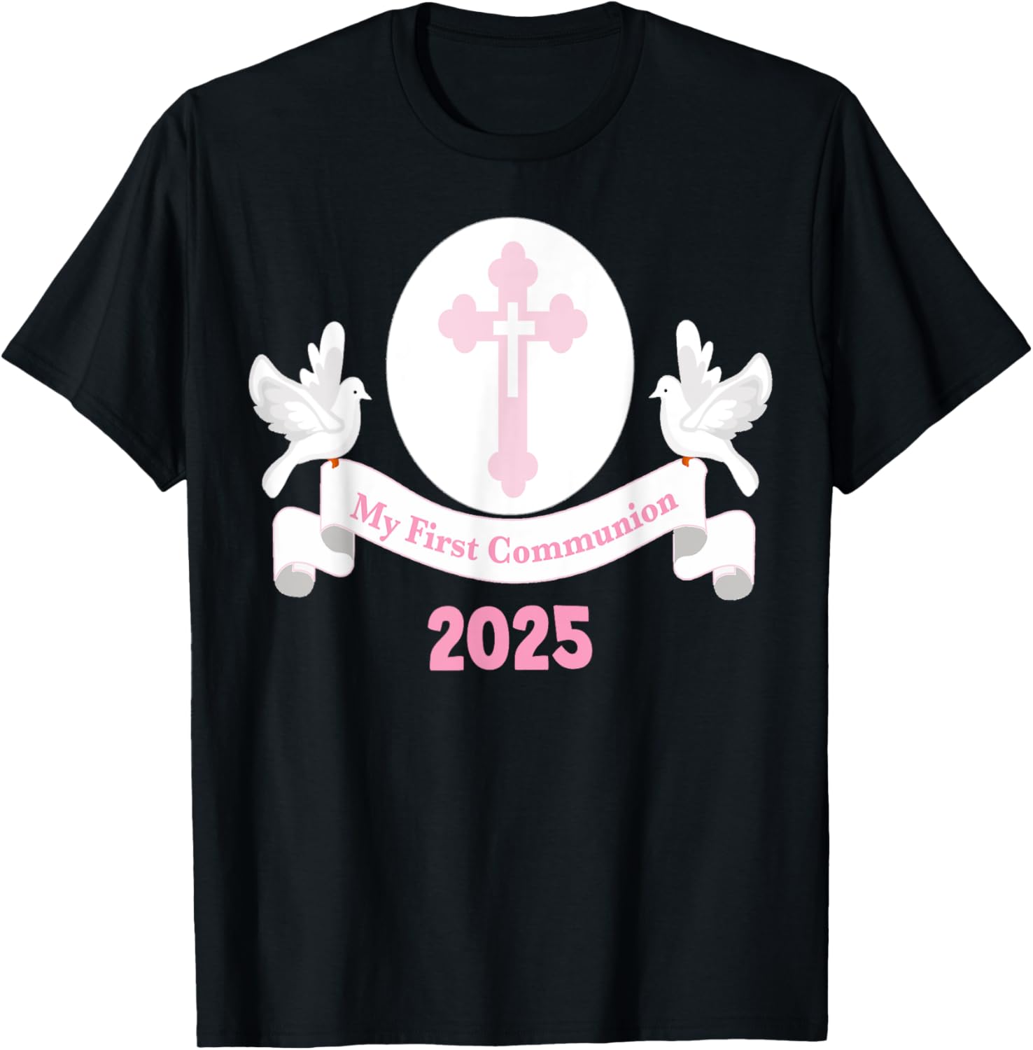 First Communion Girls Pink Cross T-Shirt for Daughter or Niece 2025 - 3