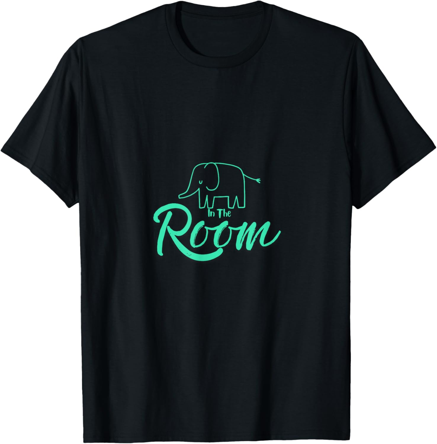 Unisex Elephant in the Room Tee Black Cotton Blend Short Sleeve T-Shirt - 1