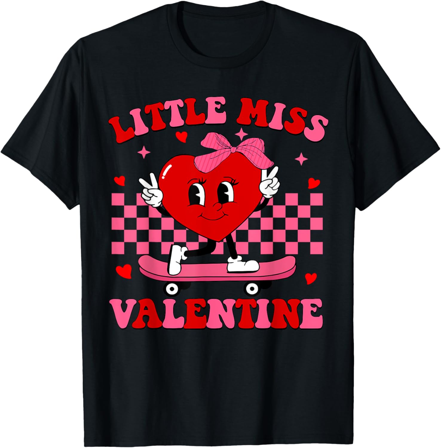Little Miss Valentine Heart Skateboard T-Shirt for Fun-Loving Women - 4