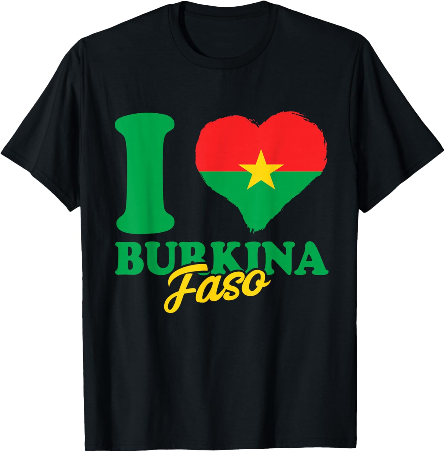 I Love Burkina Faso Heart T-Shirt with Burkina Faso Flag Design - 6