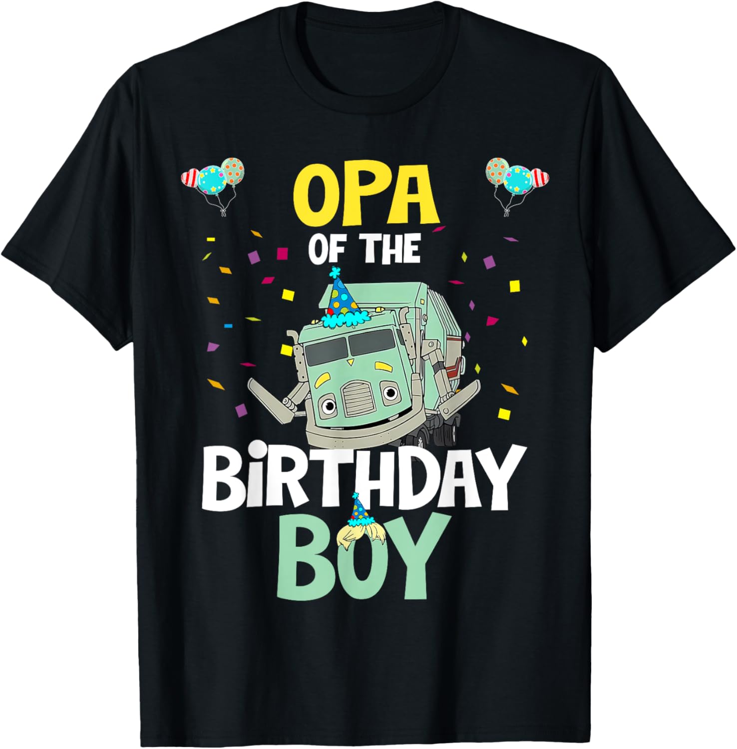 Opa Of The Birthday Boy Garbage Truck Recycling T-Shirt for Kids - 14