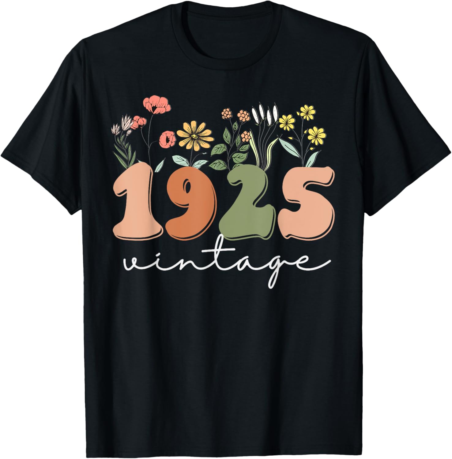 100 Years Old Vintage 1925 Wildflower Women's 100th Birthday T-Shirt - 23