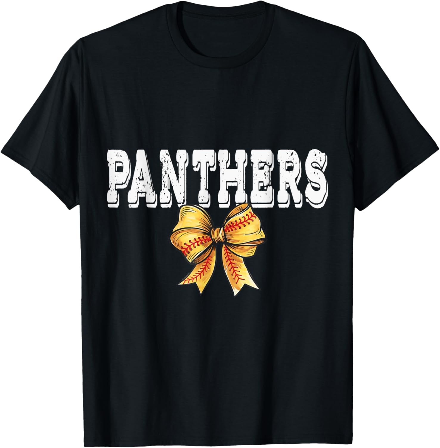 Coquette Panther Softball Game Day Bow T-Shirt for Team Spirit and Style - 19