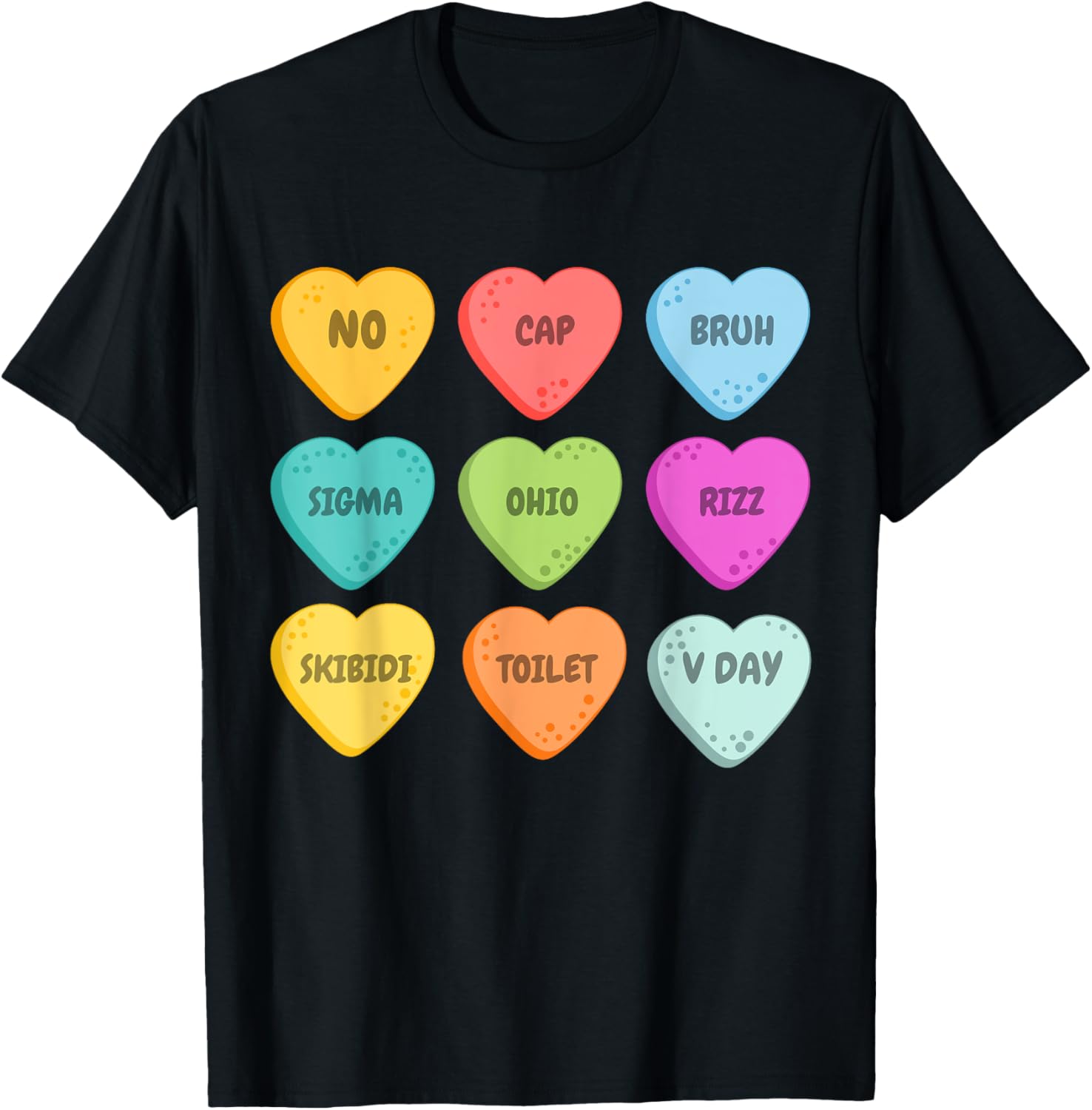 Skibidi Valentine's Day Rizz Candy Heart T-Shirt for Groovy Love Vibes - 9