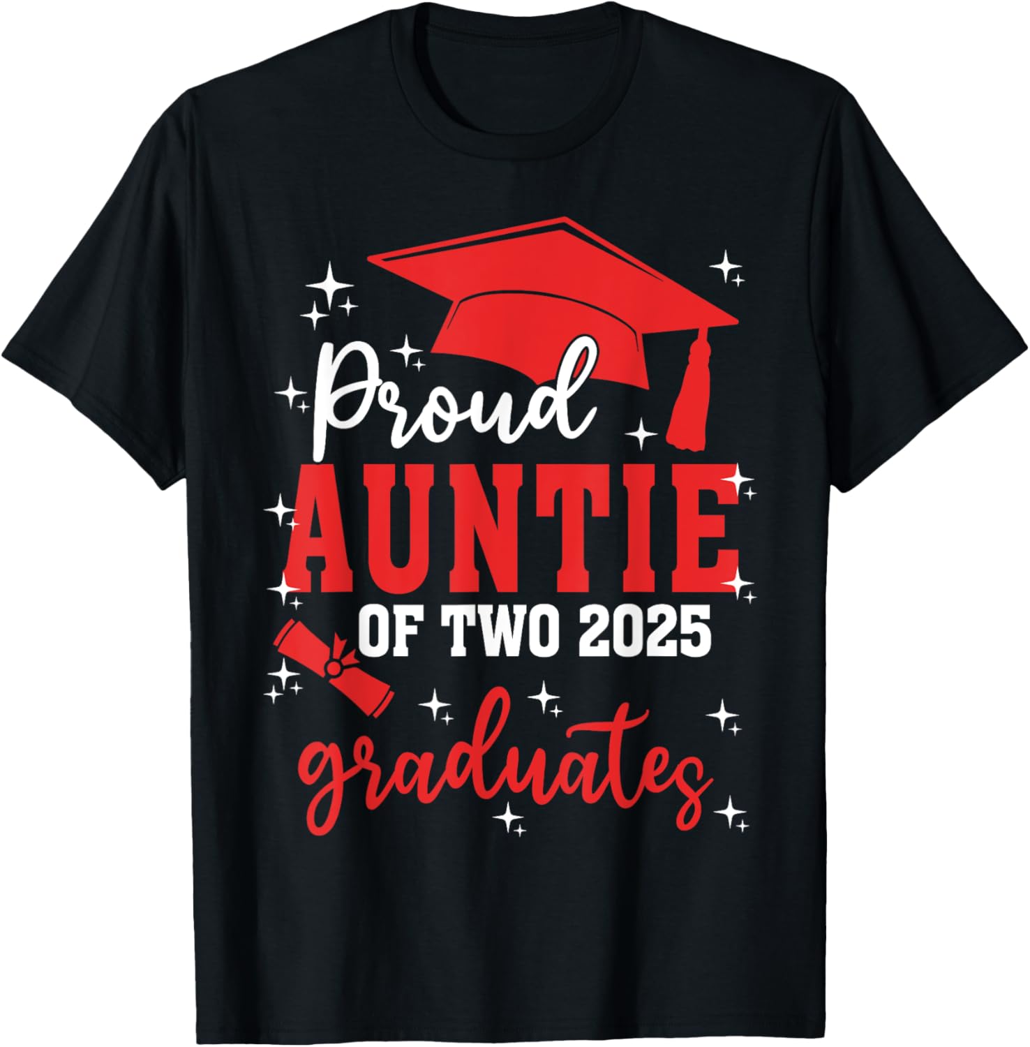 Proud Auntie of Twins Class of 2025 Graduation T-Shirt for Celebrations - 4