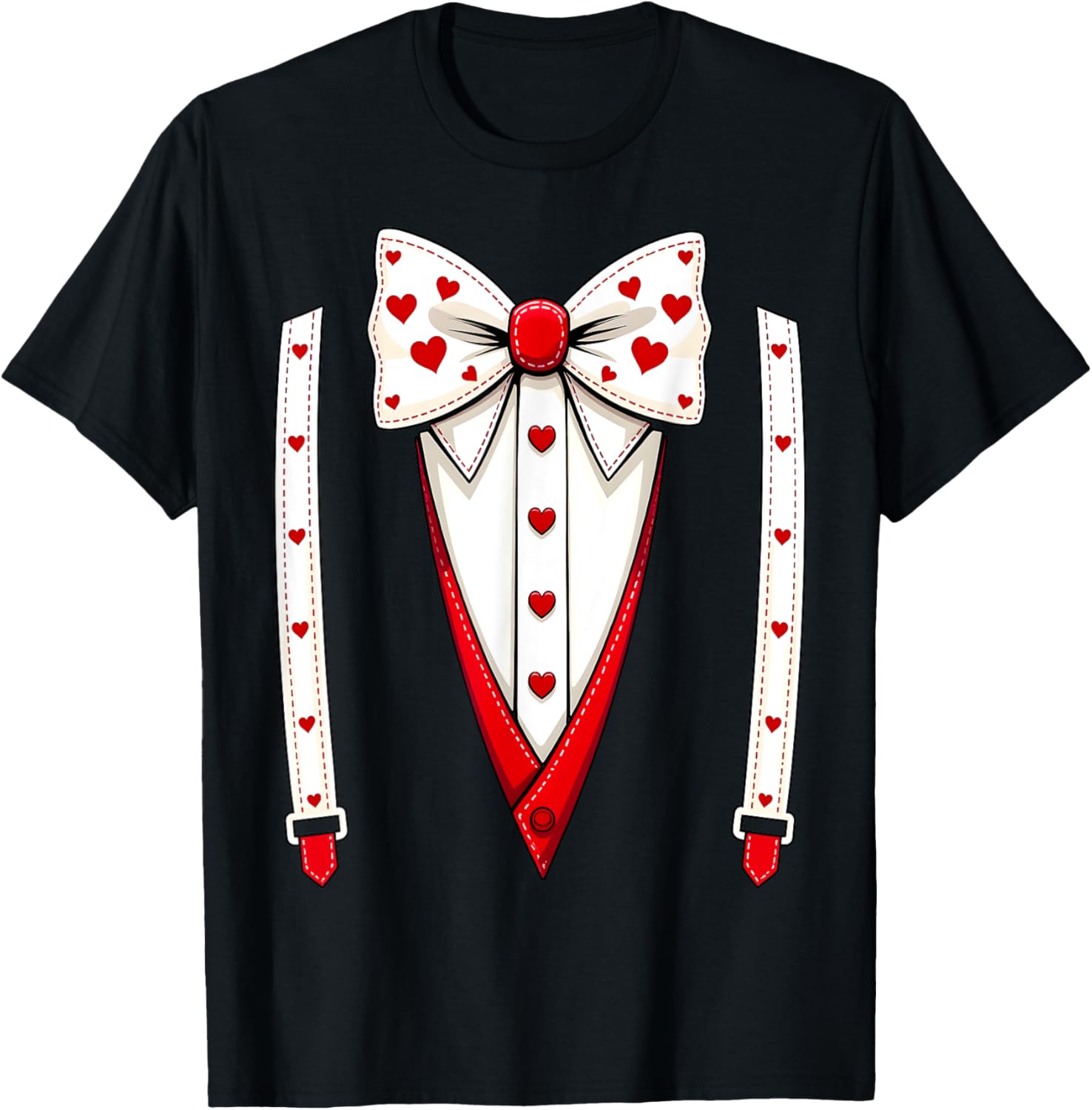 Hearts Bow Tie Suspenders Valentine Costume Kids T-Shirt for Boys - 15