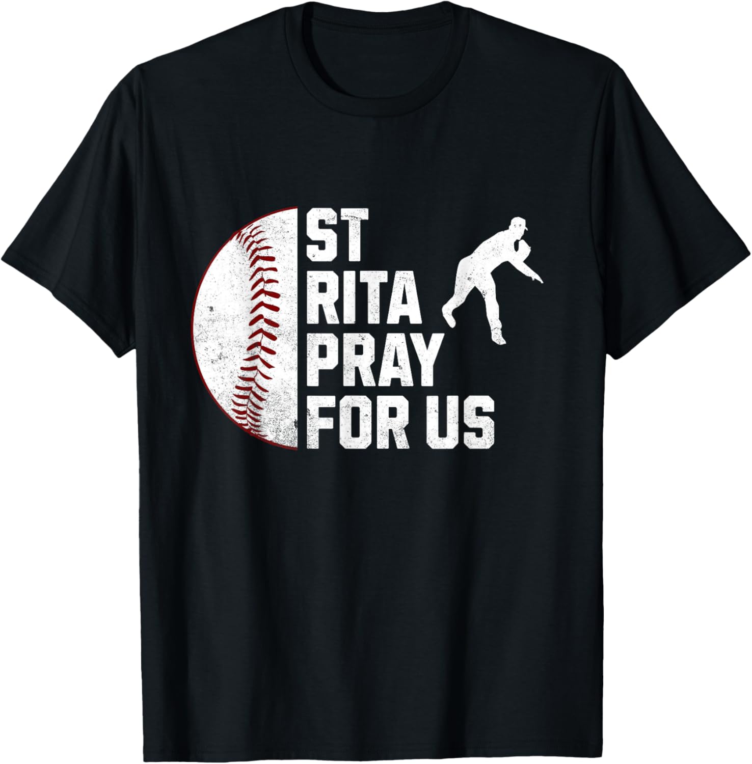 St Rita of Cascia Baseball Pitcher Patron Saint T-Shirt for Prayer Warriors - 3