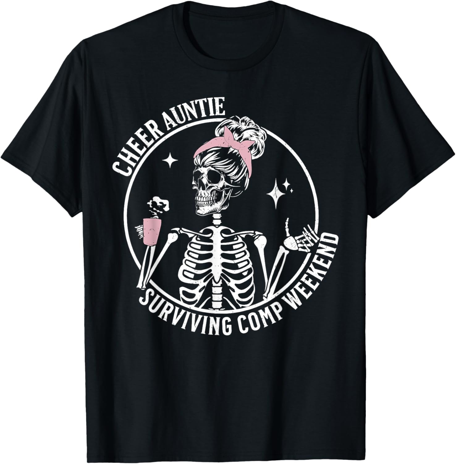 Skeleton Coffee Cheer Auntie T-Shirt for Weekend Fun and Style - 9