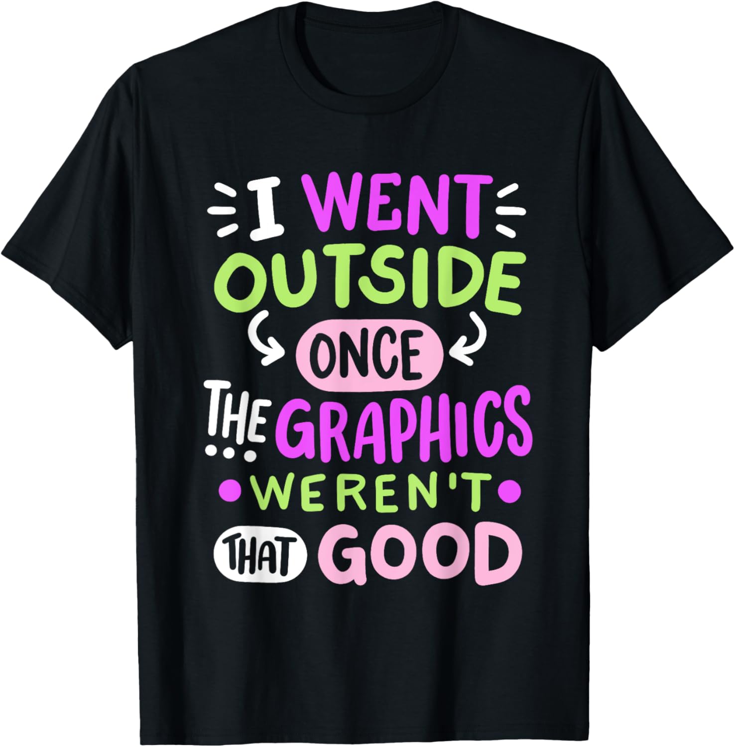 Funny Gamer T-Shirt I Went Outside Once Graphics Weren't That Good - 1