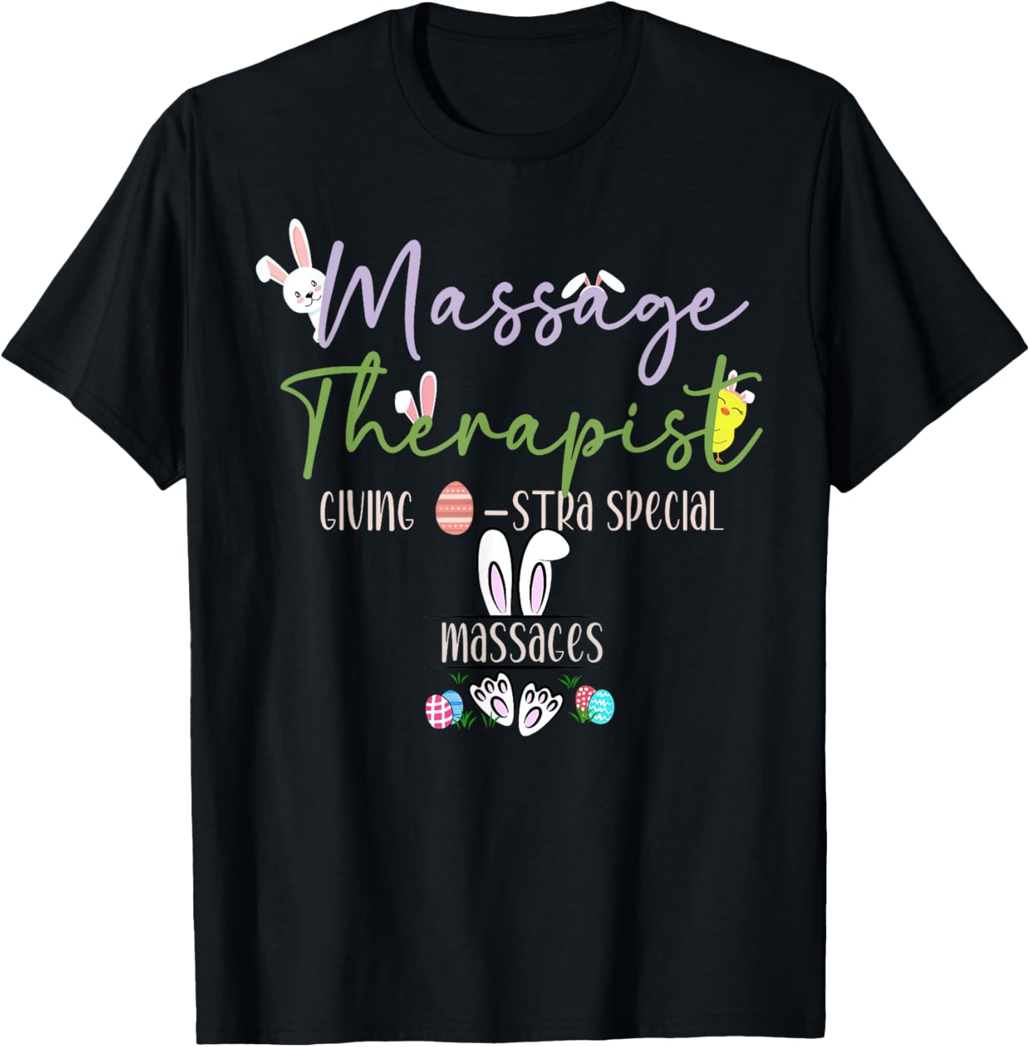 Cute Easter Bunny Massage Therapist T-Shirt for LMTs and Masseuses - 8