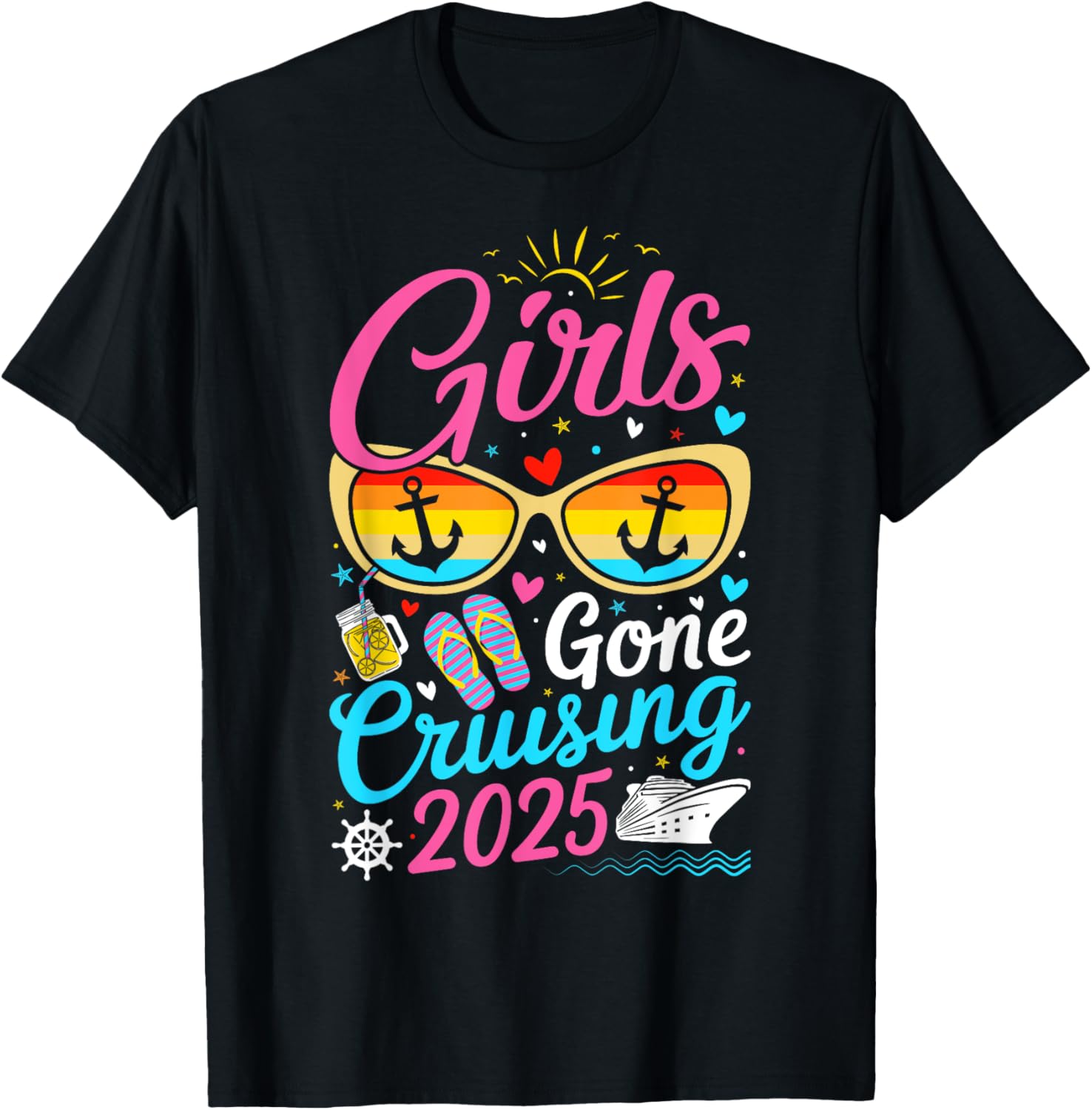 Girls Gone Cruising Vacation 2025 Party Cruise T-Shirt for Fun Adventures - 19