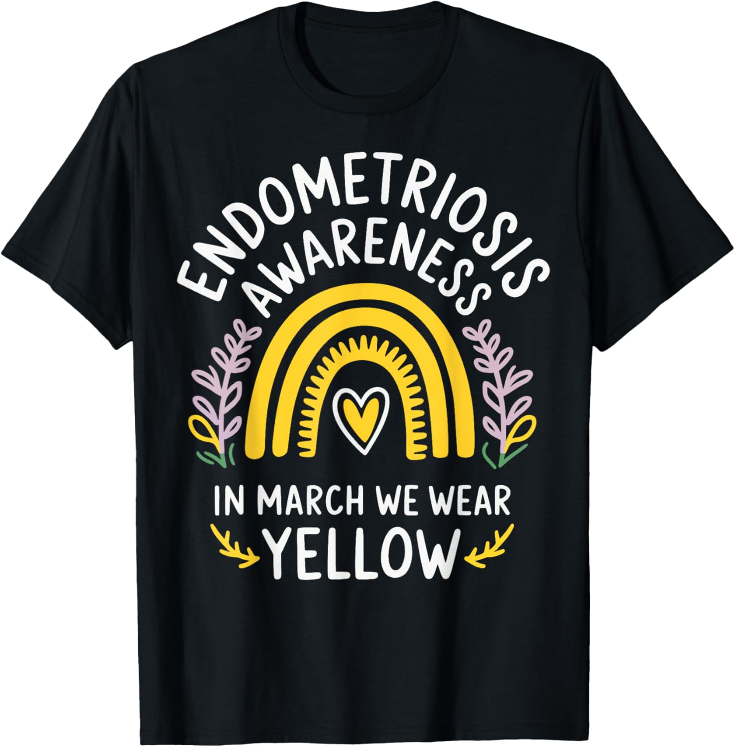 Endometriosis Awareness Yellow T-Shirt for March Support and Advocacy - 1