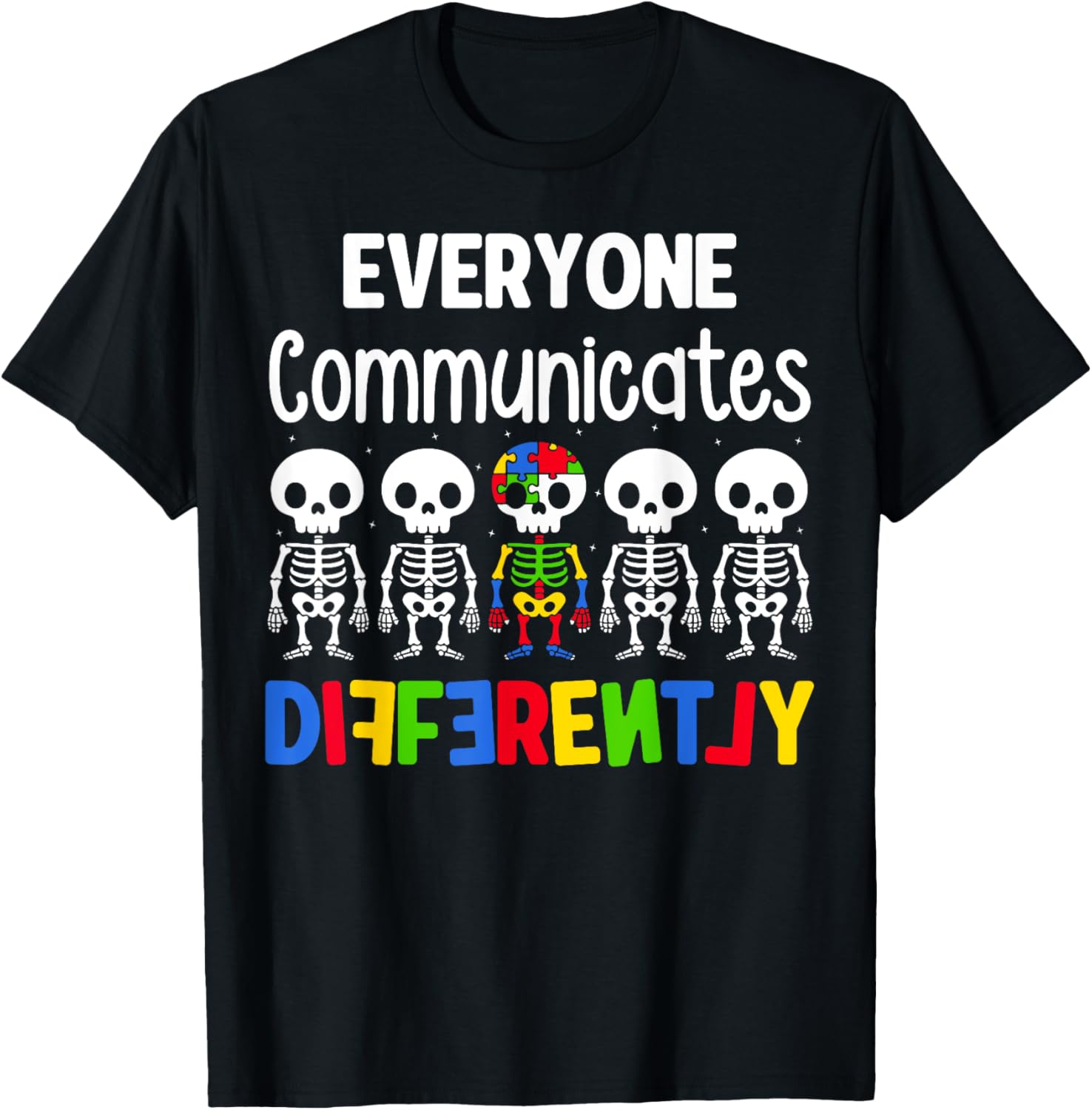 Everyone Communicates Differently Autism T-Shirt for Kids Fun and Inclusive - 5