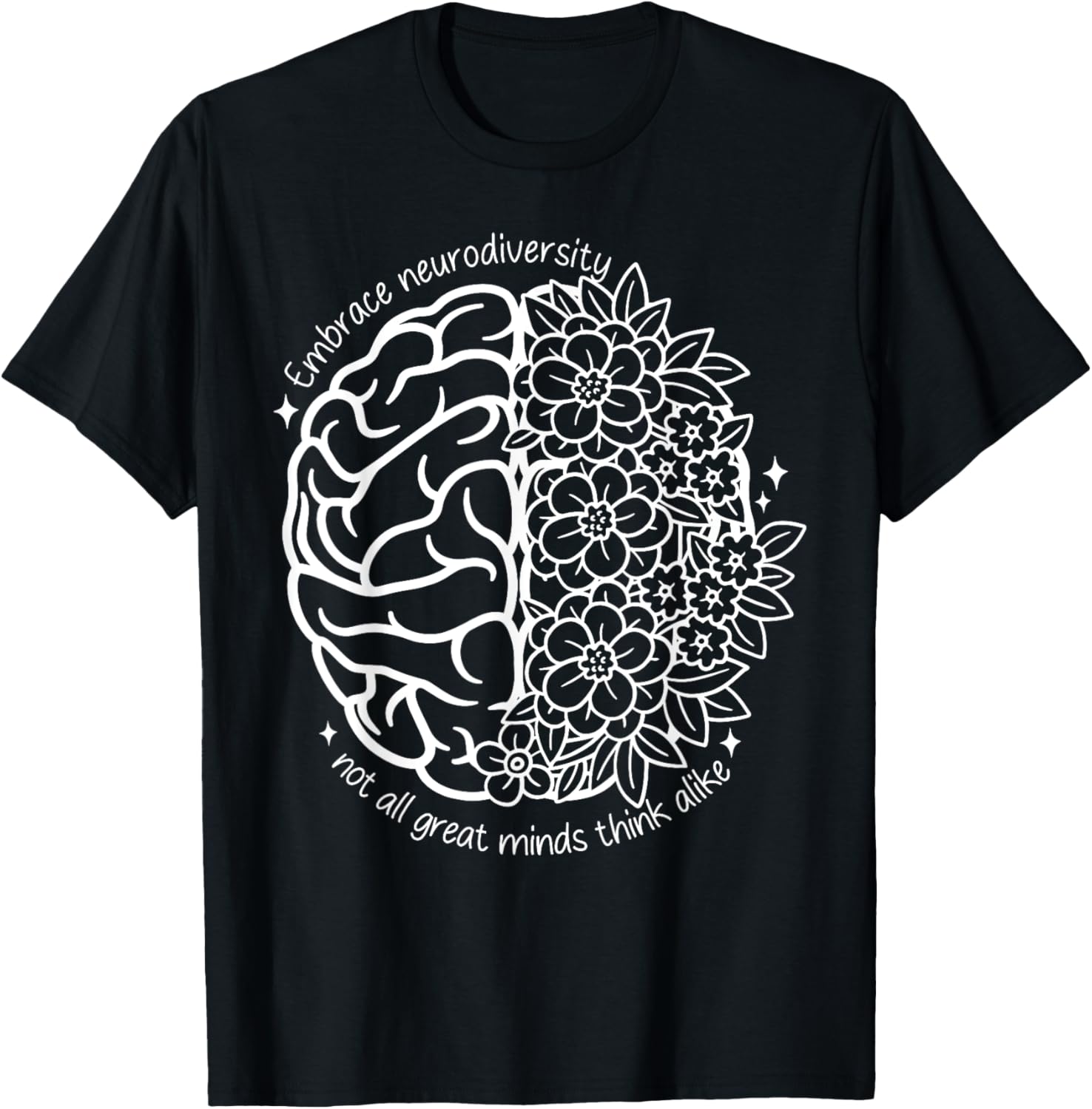 Embrace Neurodiversity Autism Awareness Brain Flower Support T-Shirt - 9