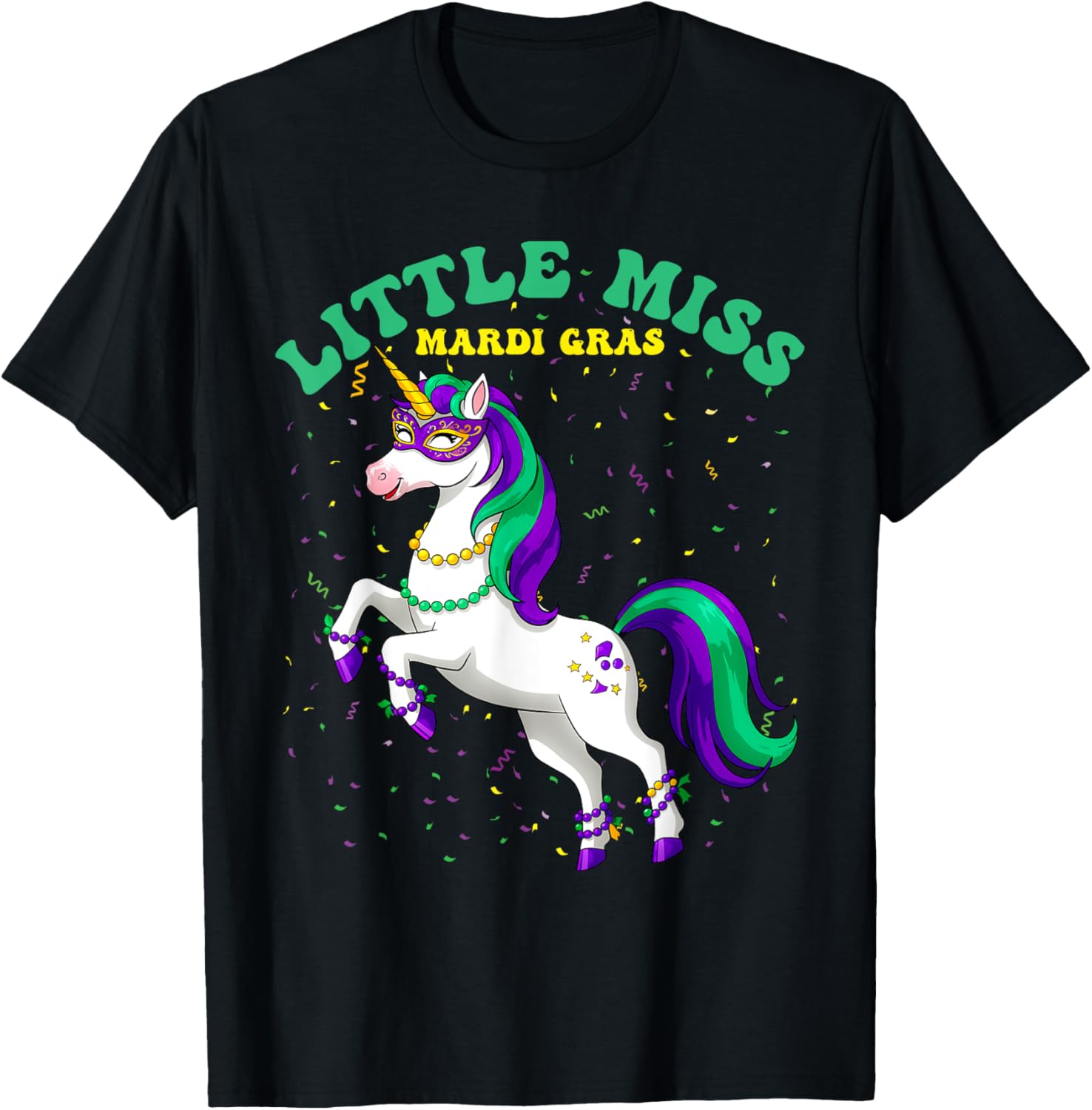 Little Miss Mardi Gras Unicorn T-Shirt for Women and Girls - 7