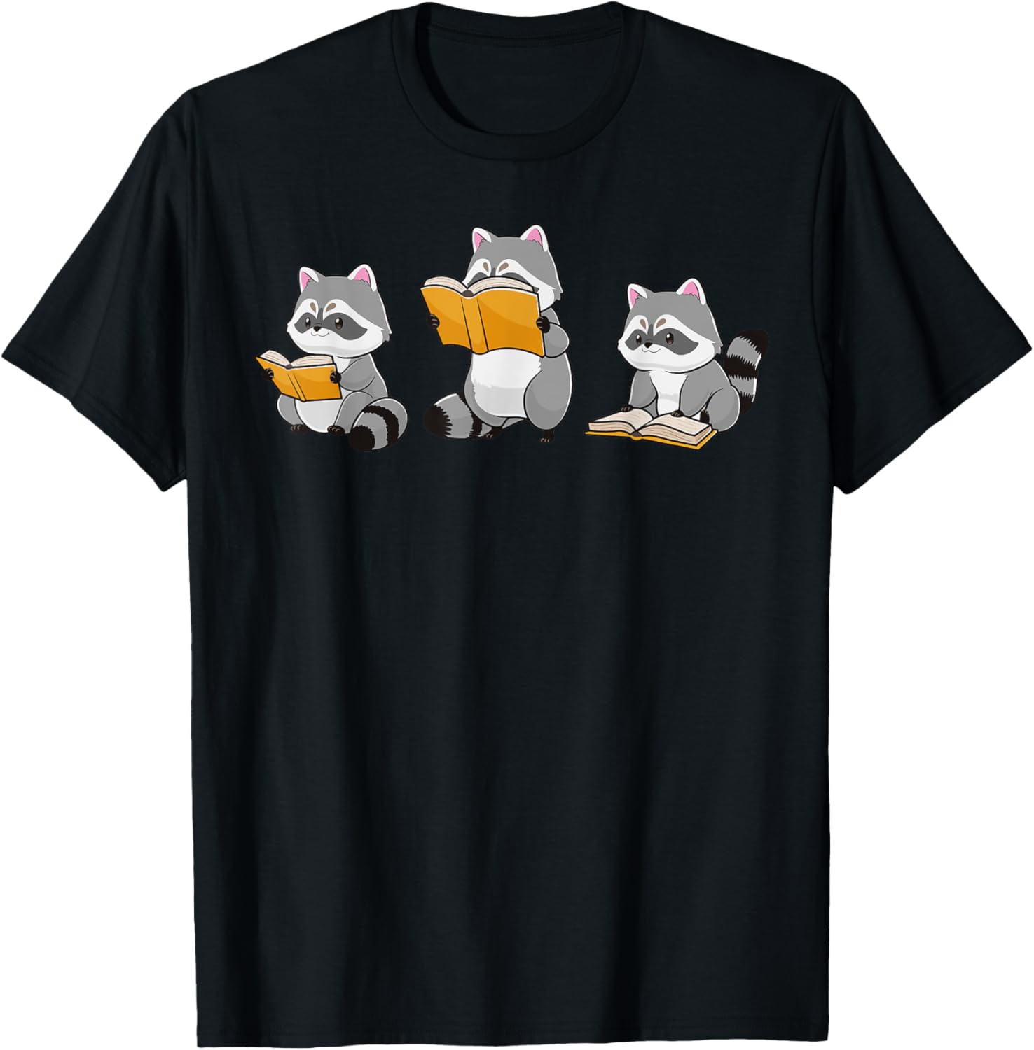 Cute Raccoon Reading Books T-Shirt for Book Lovers and Bookworms - 13